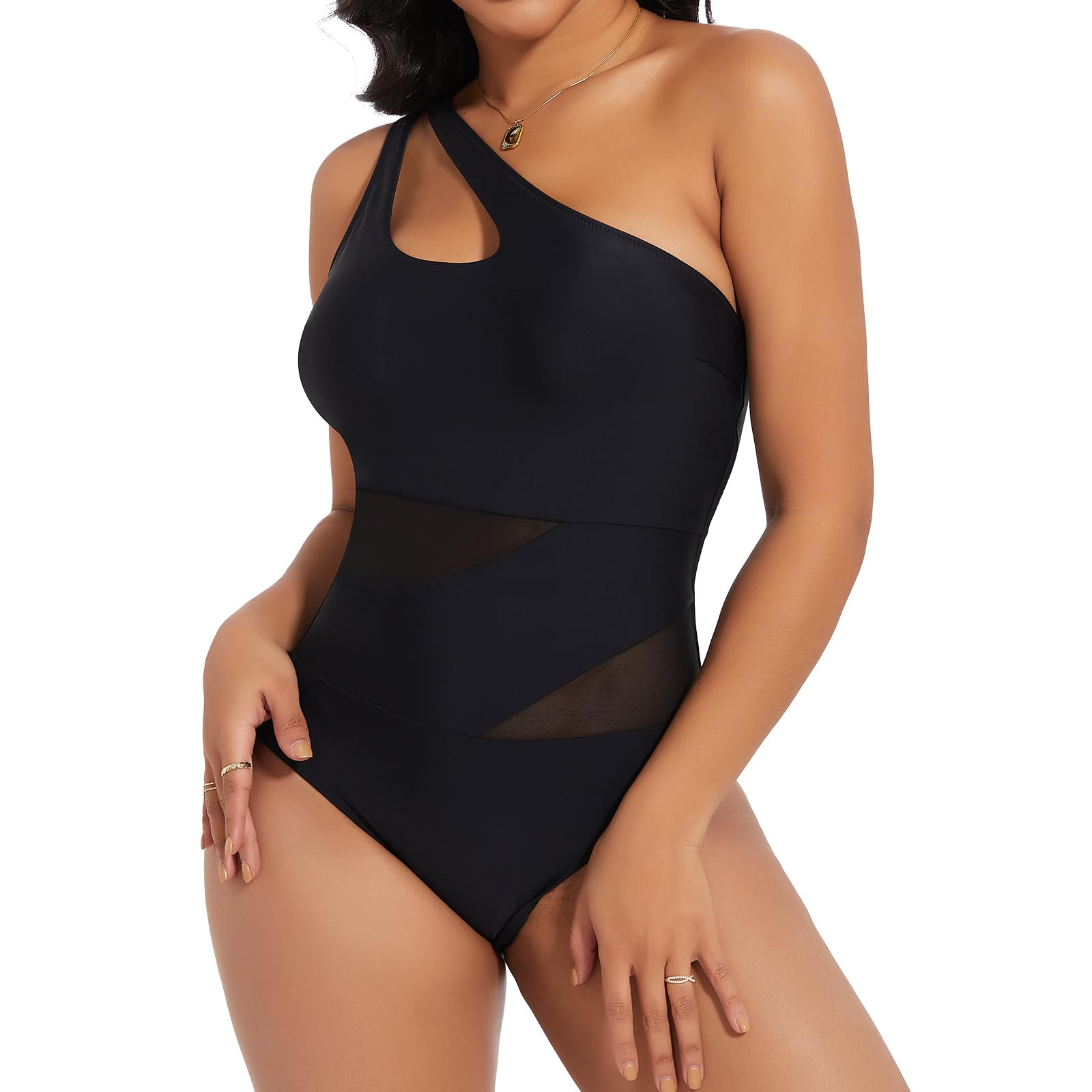 SHAPERIN Womens Halter Neck Swimsuit Tummy Control Swimwear Shapewear Ruched Padded Monokini Backless Bathing Suit, Red, XL - View #8