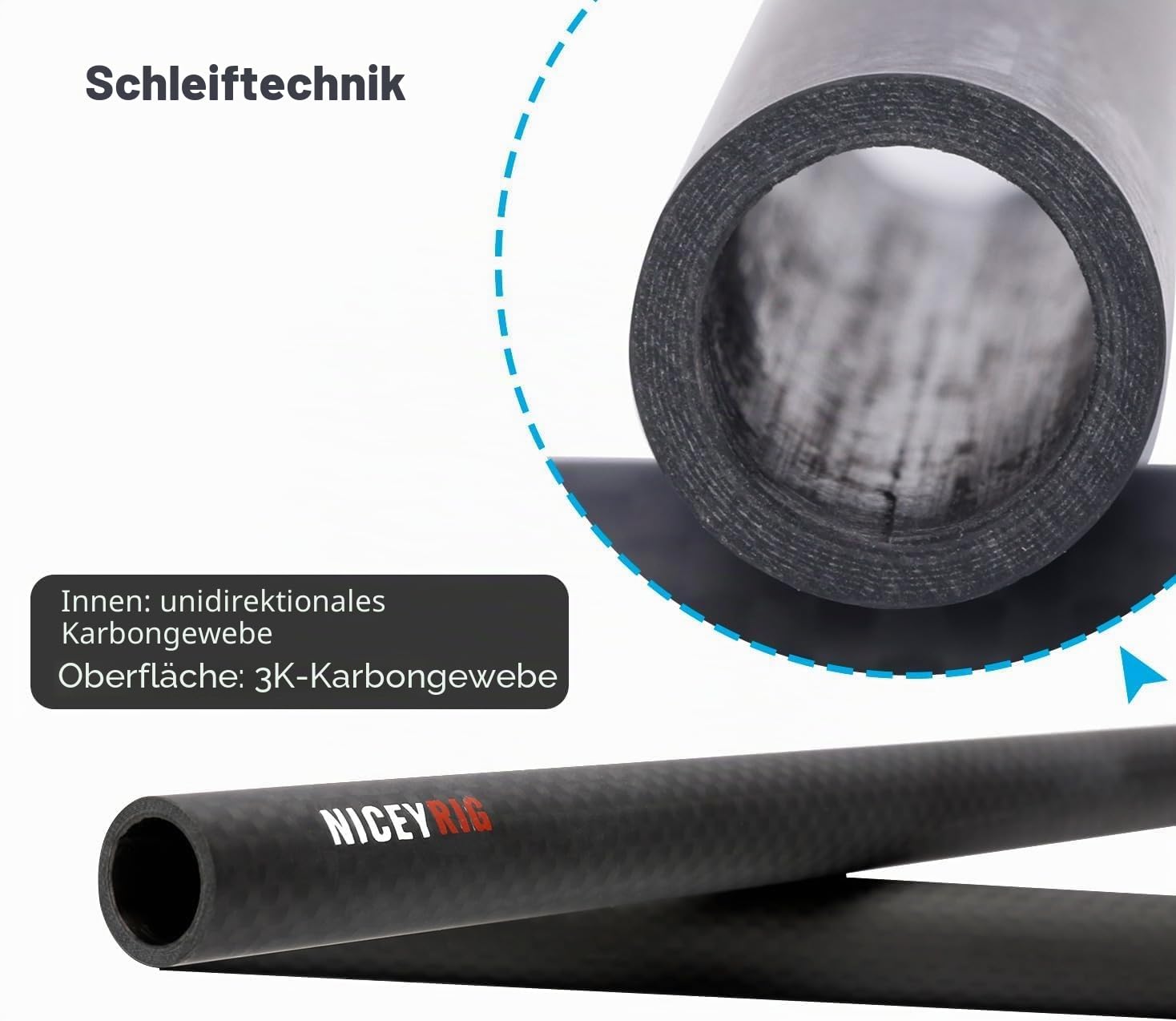 15mm Carbon Fiber Rods,NICEYRIG 15 mm Kohlefaser-Stangen, 40 cm, 15 mm Stangenschienen-Stützsystem, DSLR-Schulter-Rig, Kamerastabilisatorkäfig, Matte Box, Grundplatte