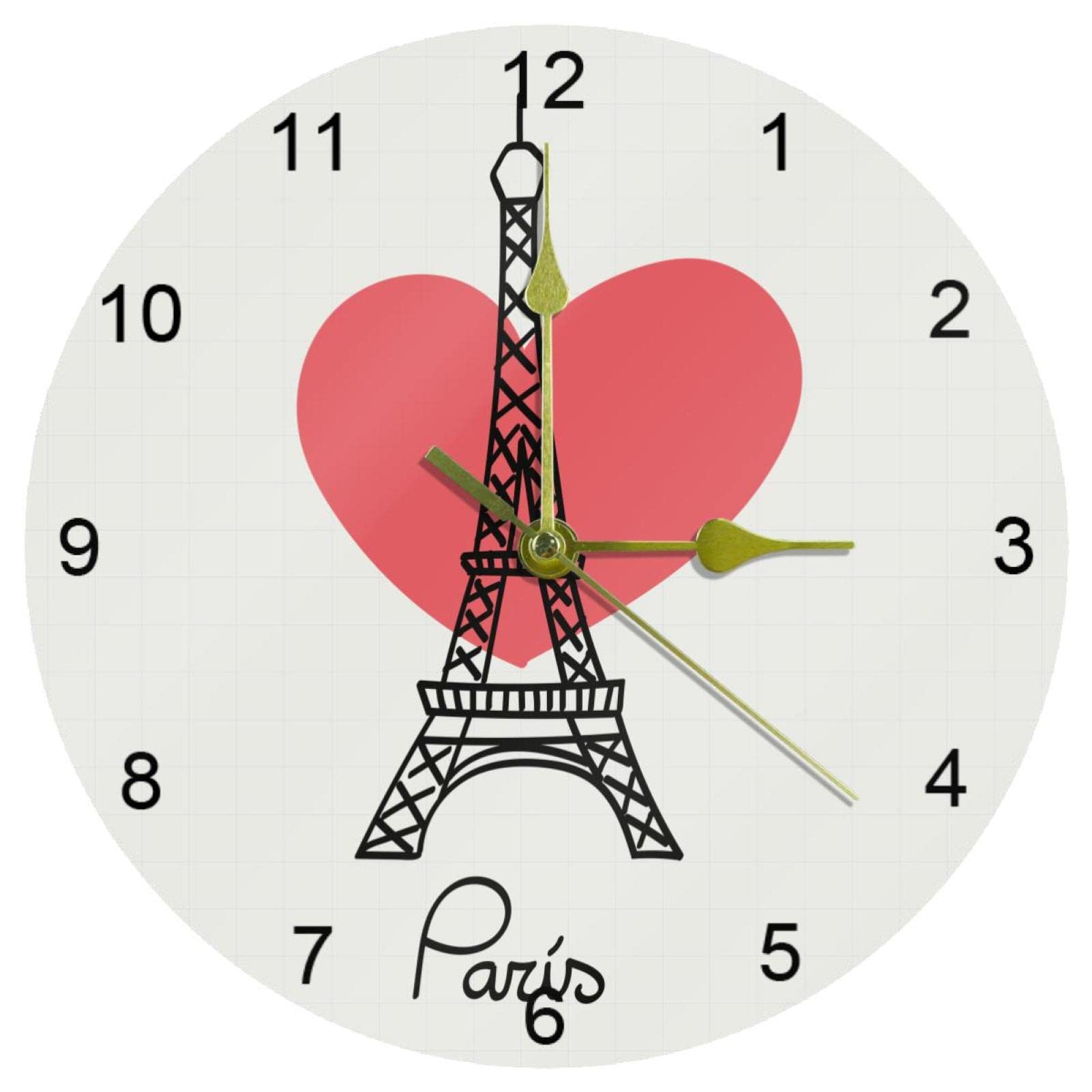Horloge murale sans tic-tac tour Eiffel 25 cm montre murale silencieuse de maison