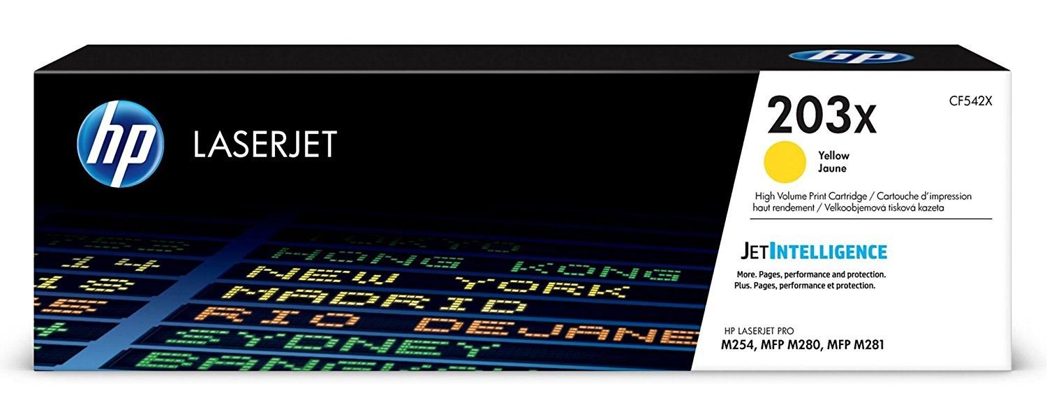 HP HP CF542X 203X High Yield Original LaserJet Toner Cartridge, Yellow, Single Pack