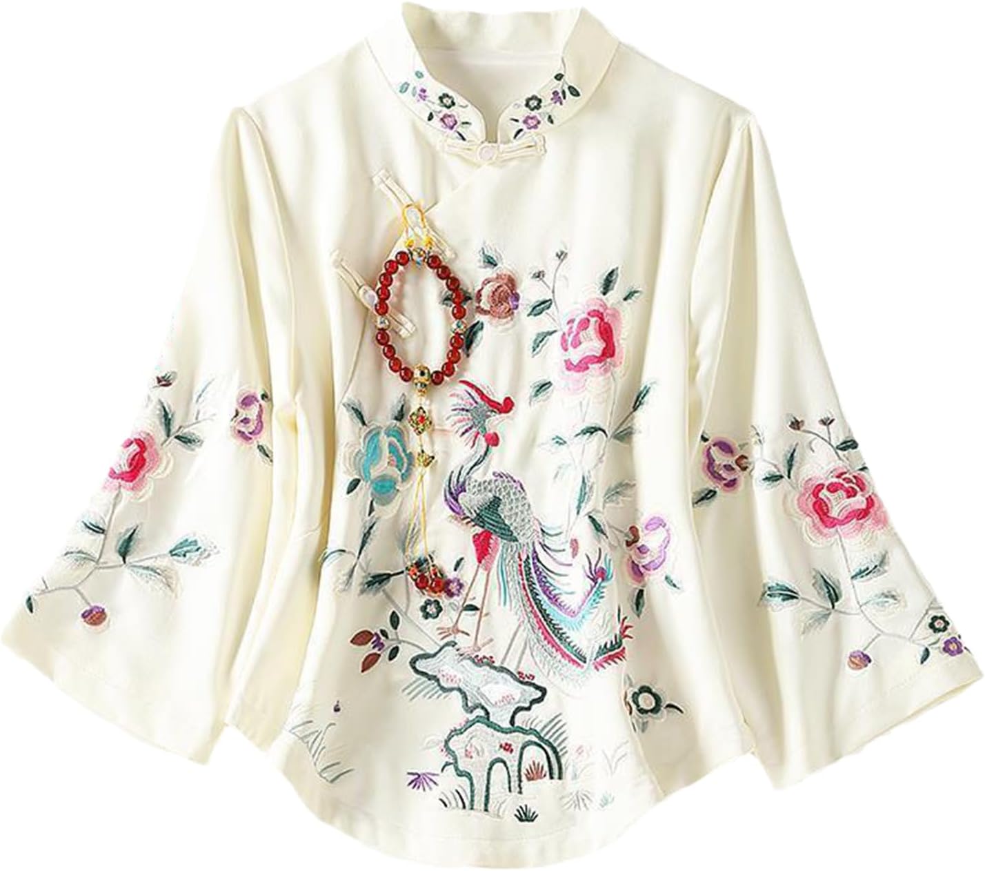 Cheongsam Blouse Version of The Girl Wind Retro Improved Embroidery Antique Top Tea Clothing Tang Dress Female