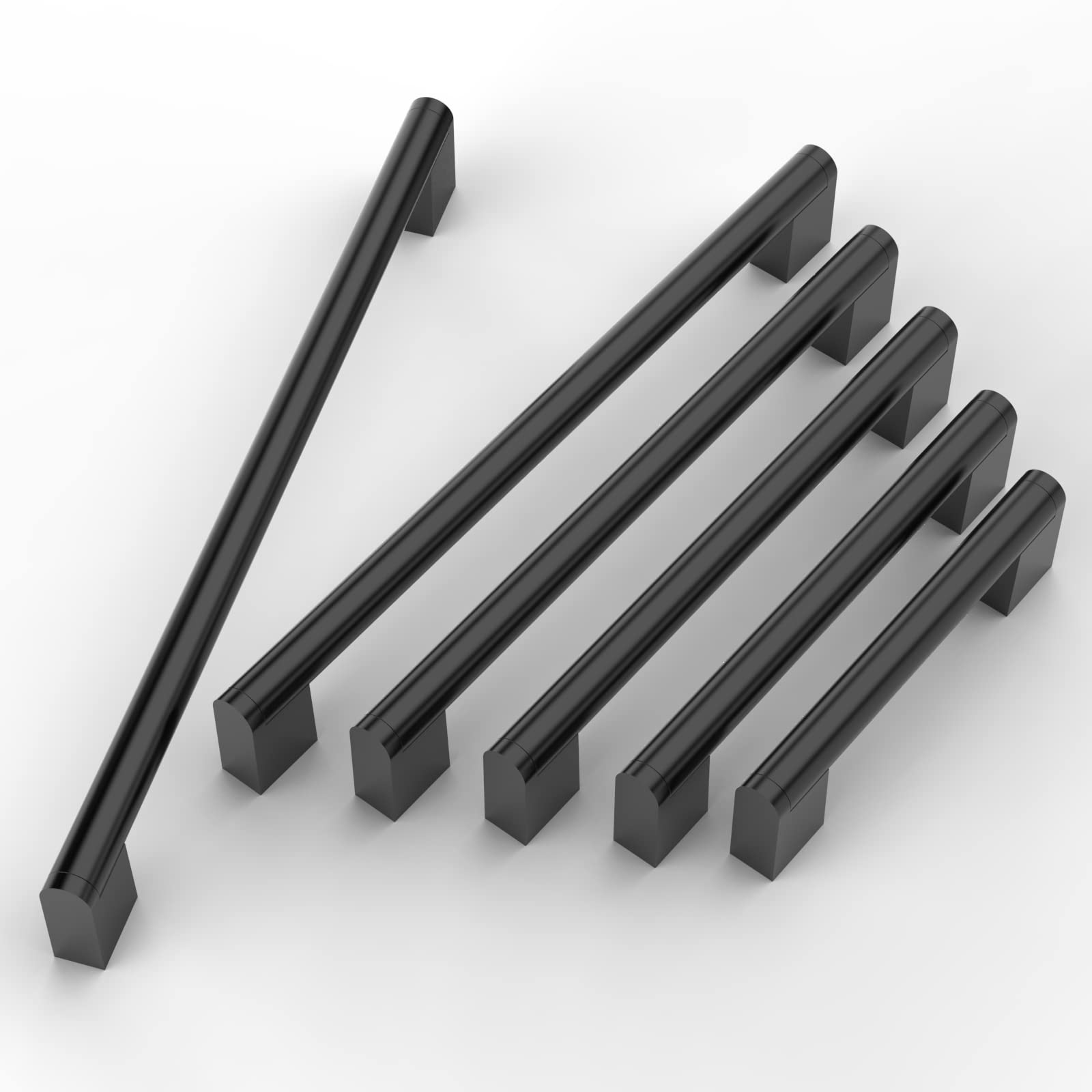 FURNIWARE 5pcs Cabinet Handle, 256mm Hole Distance Stainless Steel Kitchen Cabinet Handles - Black Matte, 256 mm - Image 2