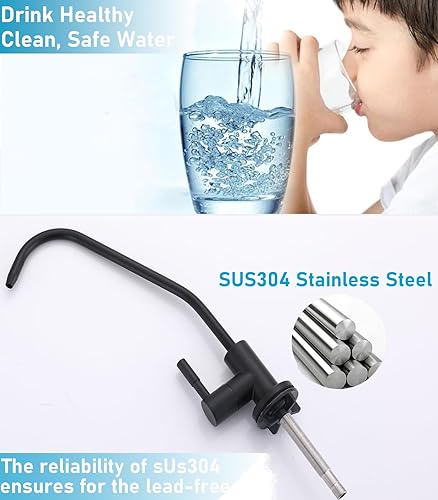 Miniatura 3 de Grifo de agua potable, filtro de agua de cocina SUS 304 que se adapta a la mayoría de sistemas de ósmosis inversa con cartucho de cerámica negro,