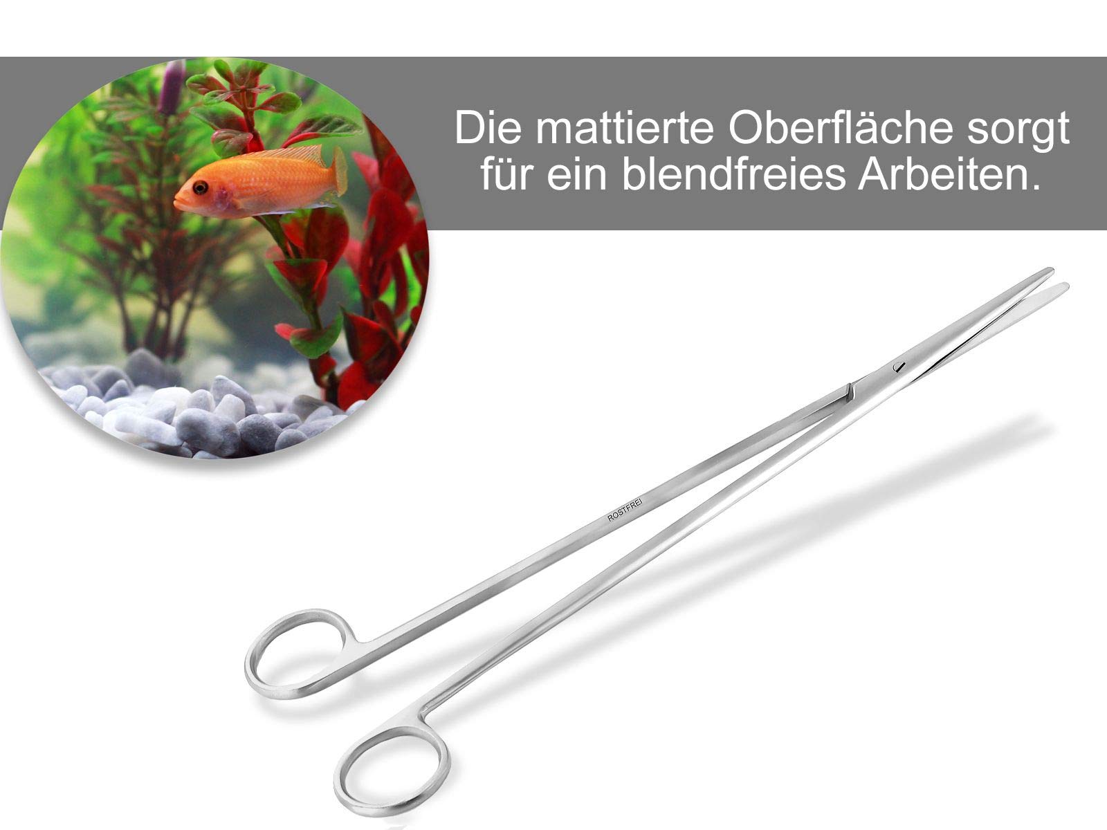 Profi Aquarium Terrarium Schere Pflanzenschere Gerade Ausführung Edelstahl rostfrei (45,0 cm) - 4