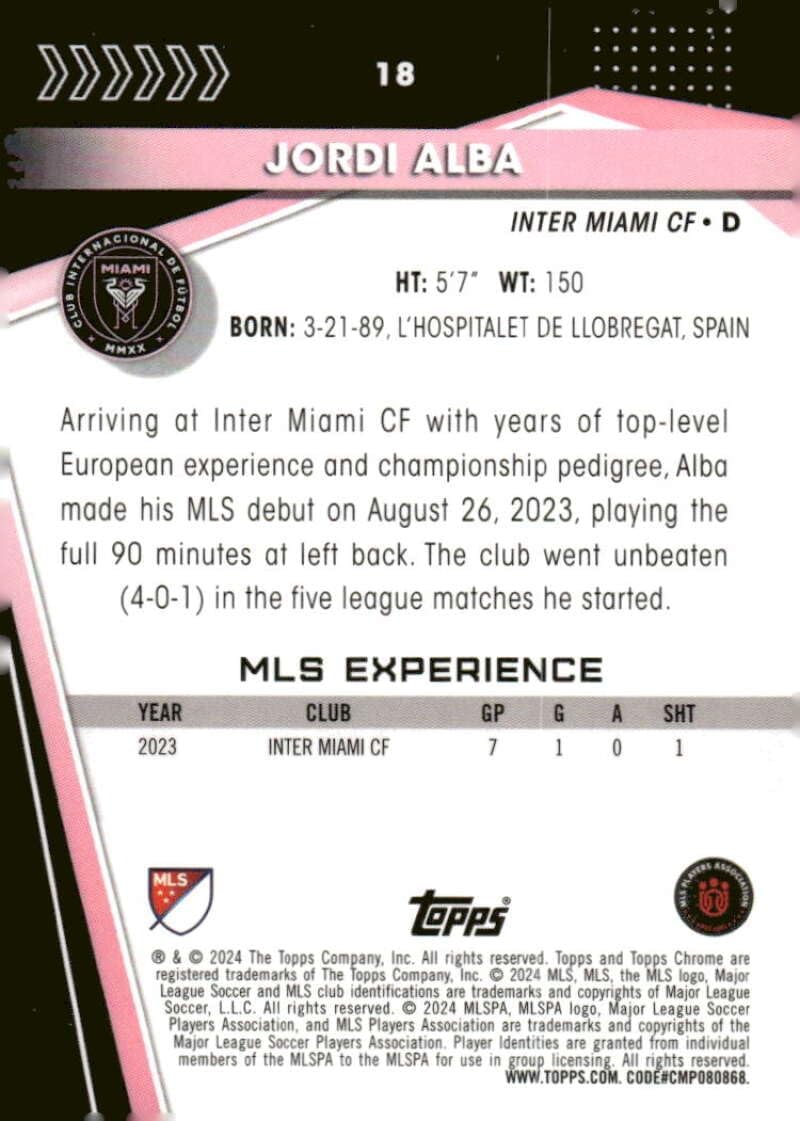 2024 Topps Chrome MLS #18 Jordi Alba Miami Soccer Card - Sportscard Superstore