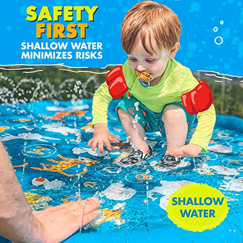 splashez 3-in-1 splash pad sprinkler for kids amp baby pool for learning  toddler sprinkler pool 60 outside water toys  from a to z outdoor play mat for babies amp toddlers