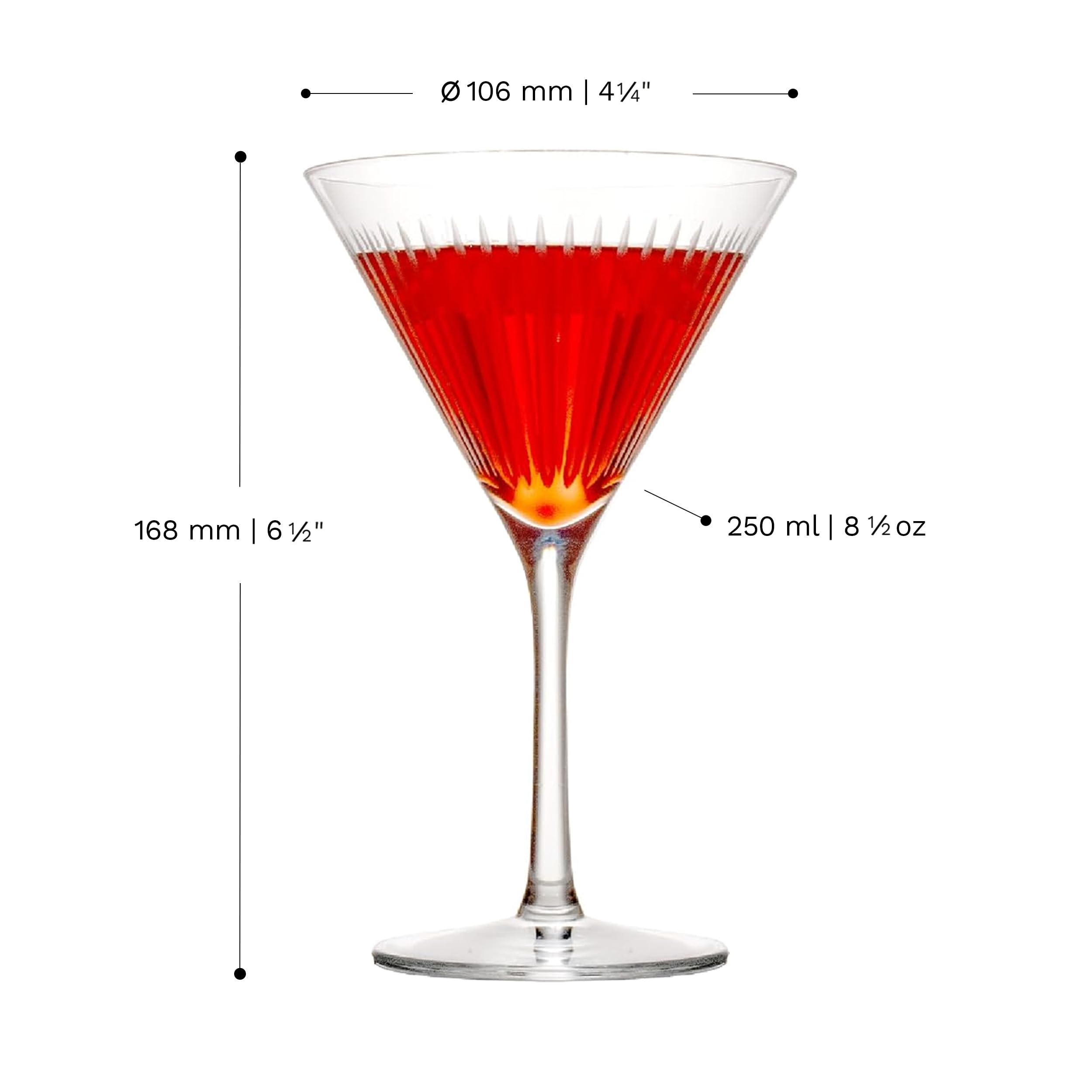 Stölzle Lausitz SOHO Kieliszki do Koktajli Zestaw 6 szt. 250ml – Eleganckie Kieliszki do Martini & Cosmopolitan – Kryształowe Kieliszki z Smukłym Designem – Nadające się do Zmywarki