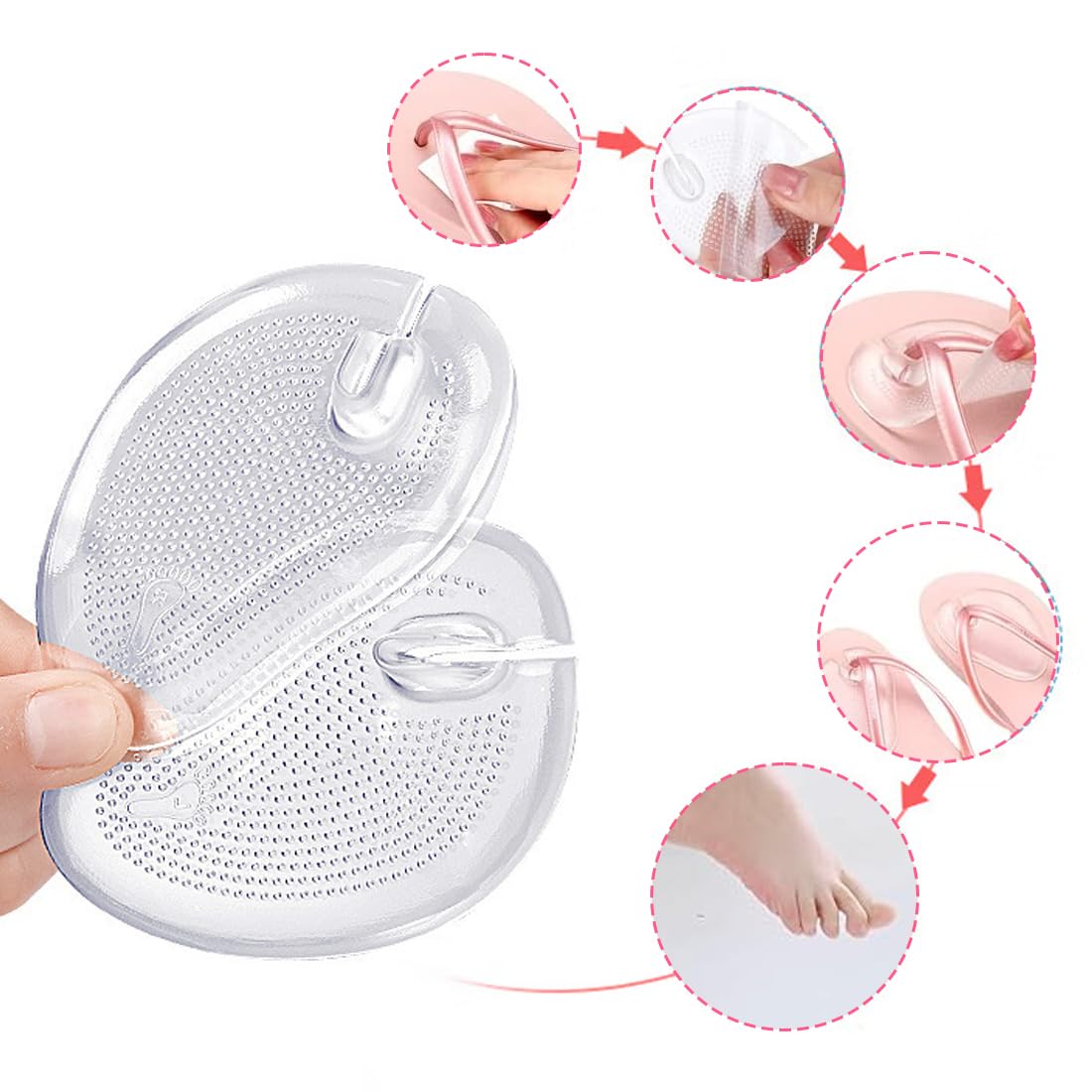 4 Pares de Protectores Dedos Pies Silicona, Almohadillas Antideslizantes para Dedos, Dediles de Silicona Reutilizables para Flip Flops y Sandalias