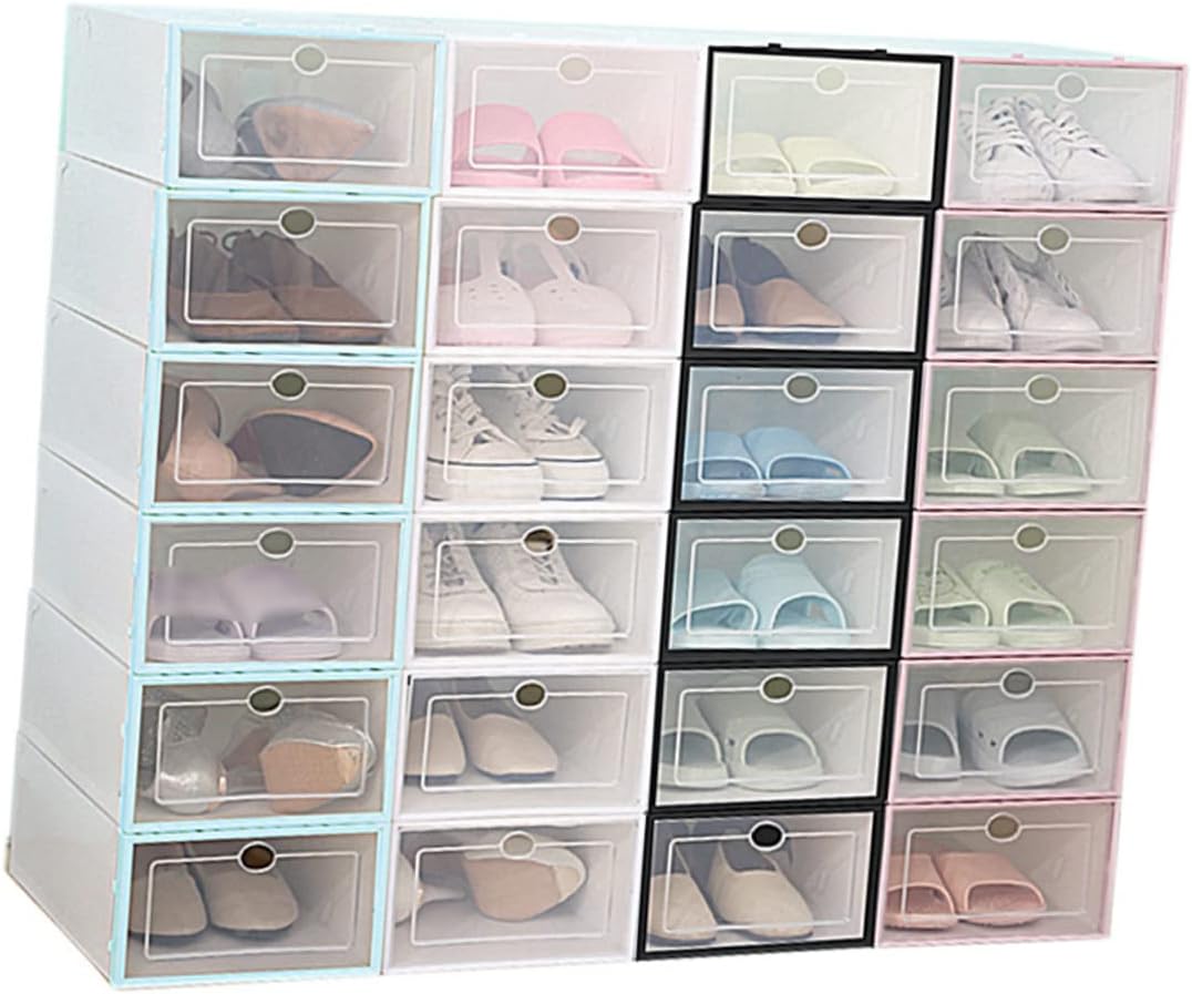 MAGICLULU 6pcs Thickened Shoes Storage Box White Shoe Rack Stackable Plastic Containers Organize Your Home