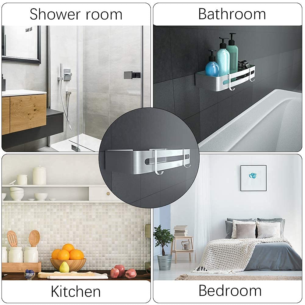 Baldas Flotantes Pared RenFox Estante Ducha Sin Taladro Organizador Baño  Estanteria Ducha Esquina, Cesta Ducha Autoadhesivo Para Accesorios De  Cocina Baño Estantería Baño De Aluminio Con 2 Ganchos De Acero Inoxidable  Estanteria, image size:1001x1001