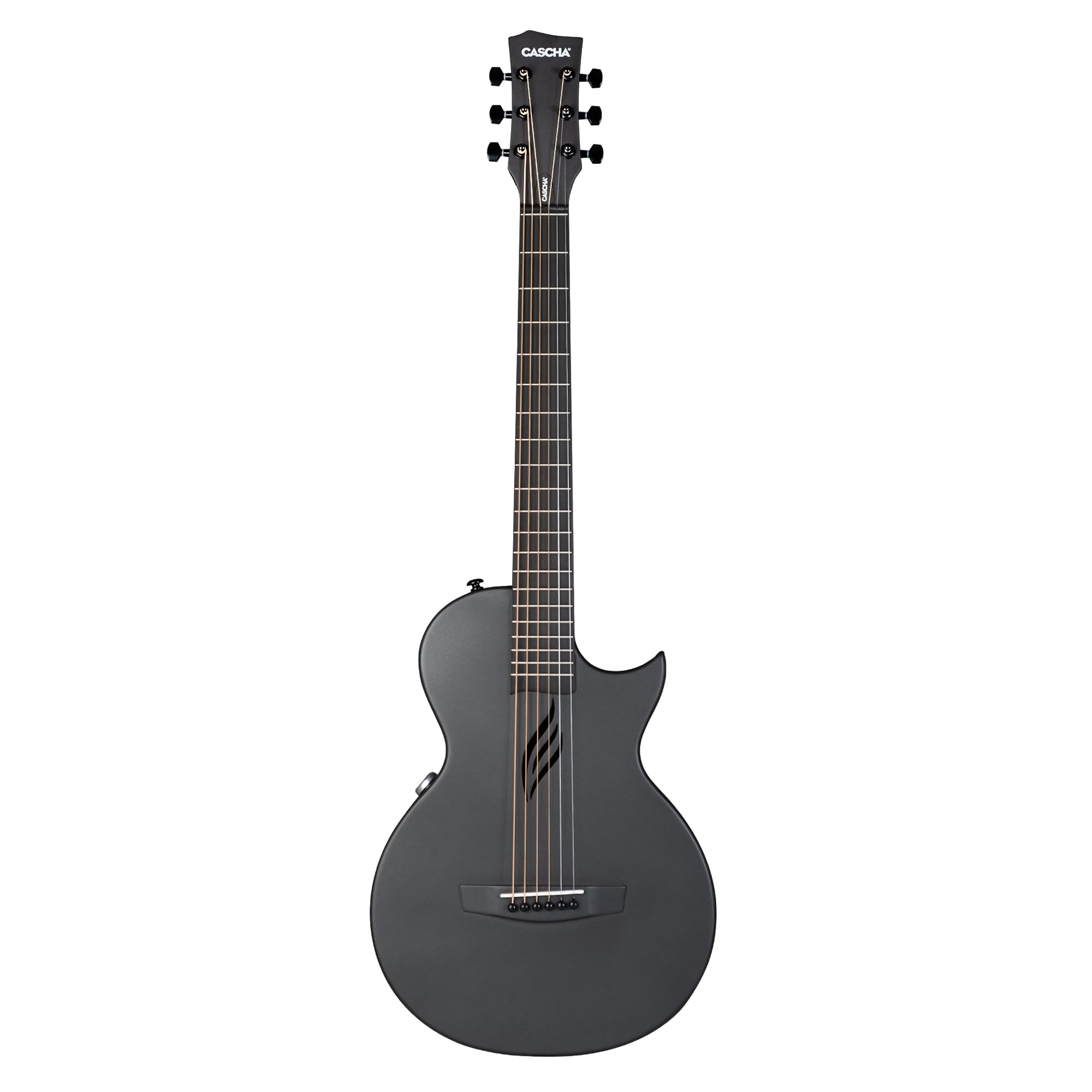 Cascha Kit de guitare pour débutant - En fibre de carbone noir - Guitare acoustique électrique à pan coupé - En fibre de carbone - Pour enfants et adultes