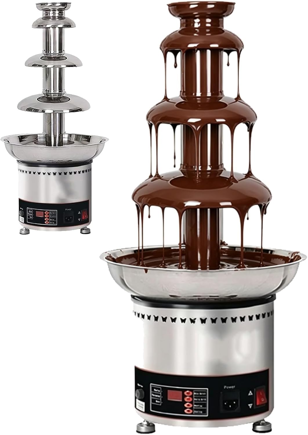 FHRKA Commercial Chocolate Fountain Machine, 5Tier Electric Chocolate Melting Fountain with Adjustable Temperature