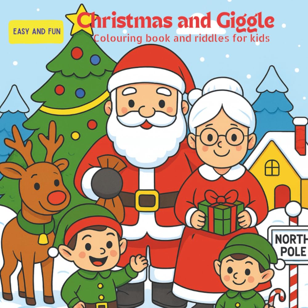 Christmas and Giggle: Colouring book and riddles for kids