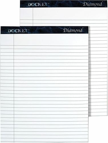 TOPS Docket Diamond - Tableta de papelería 100 reciclada de alta calidad 8-12 x 11-34 pulgadas perforada blanco legalamplia regla 50 hojas por