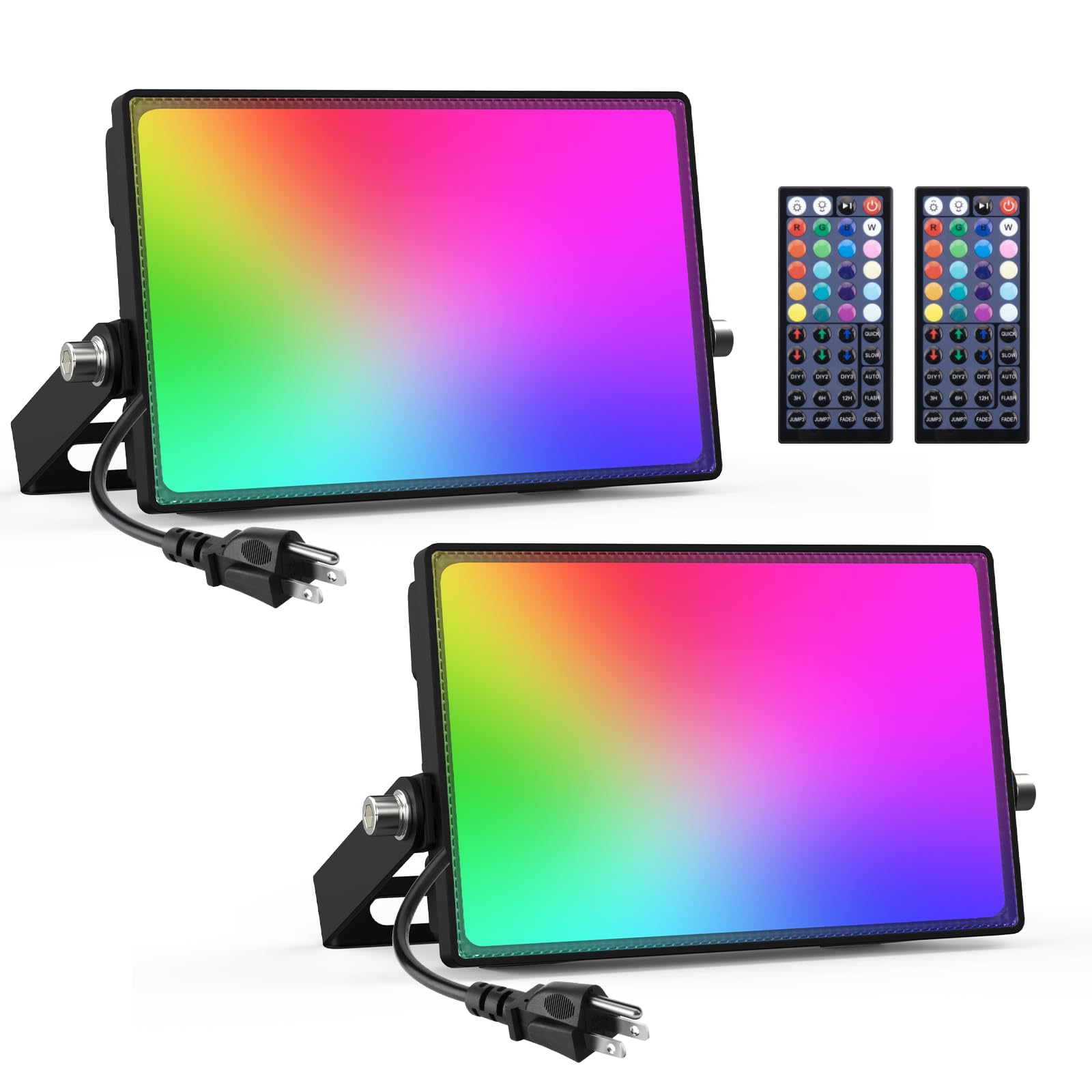 Onforu LED Flood Light Outdoor 160W Equiv, Color Changing RGB Floodlight, Stage Lights Uplights for Events, IP66 Uplighting Spotlight Floor Strobe Light for Christmas Party Wedding 2 Pack