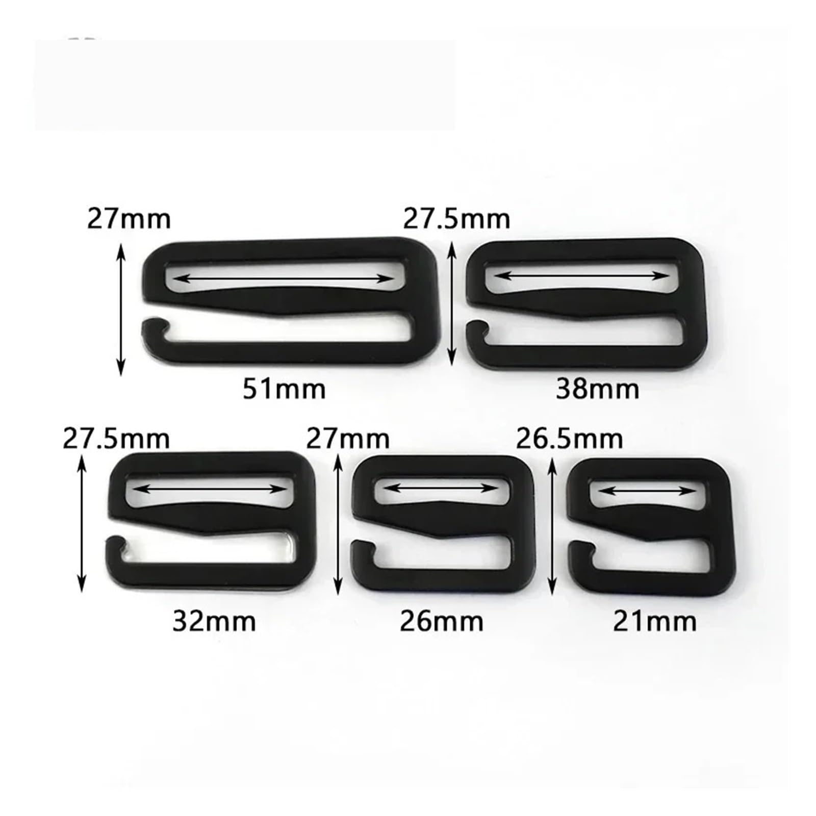 Metalowa klamra przesuwna, 5/10 szt. 20-50 mm metalowy haczyk z regulacją klamry do paska torby i biustonosza(Silver,50mm-10Pcs)