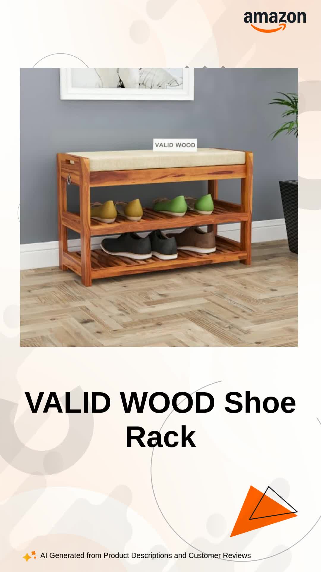 VALID WOOD Solid Wood 2 Level Shoe Rack l Juta Chhpal Rack l Size