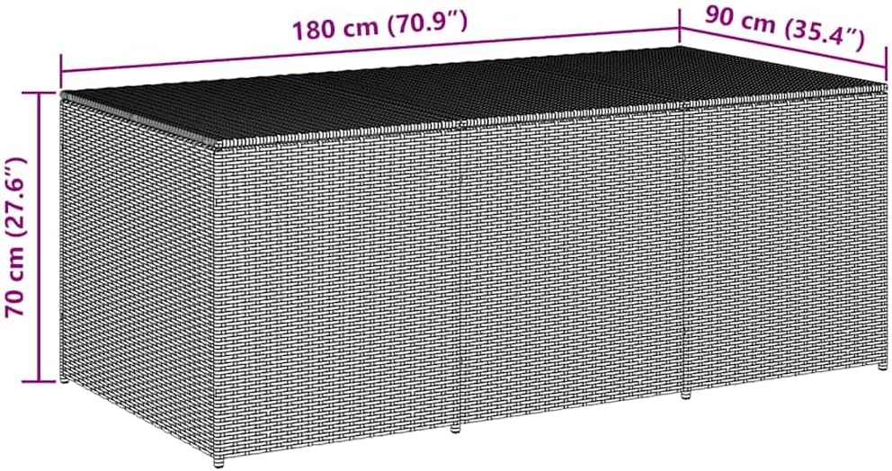vidaXL Large Patio Storage Box | Poly Rattan Construction, Powder-Coated Steel Frame | Spacious Trunk | Brown | Ideal for Garden Items Storage.