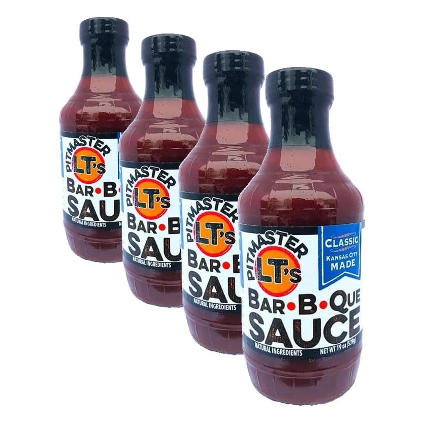 Pitmaster LT's Classic Kansas City Made BBQ Sauce | NO: High-Fructose Corn Syrup, Gluten, Preservatives | All-Natural, Smoky Sweet Craft Blend (19 oz) (Pack of 4)