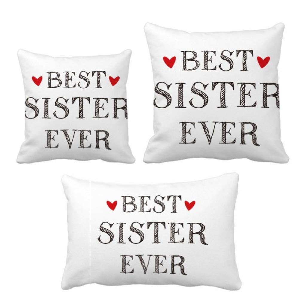 Housse de coussin en forme de cœur Best Sister Ever : taie de coussin avec citation pour sœur