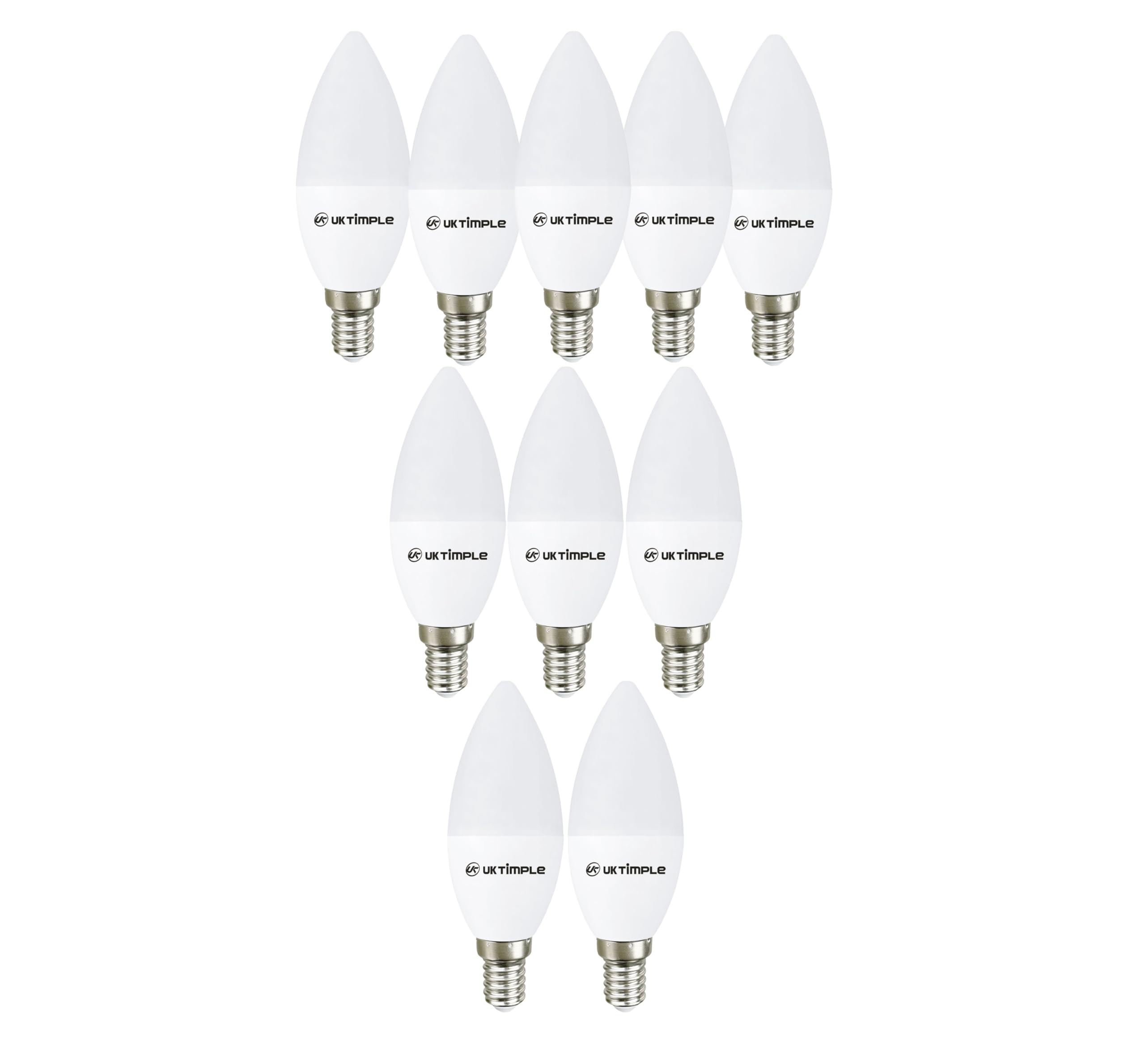 Uk Timple 6W E14 LED Candle Light Bulbs Daylight 6500K, 60W Equivalent, 640 Lumens, Small Edison Screw SES Base, Energy Saving C37 Lamp, Instant On, 25,000 Hour Lifespan, Multipack