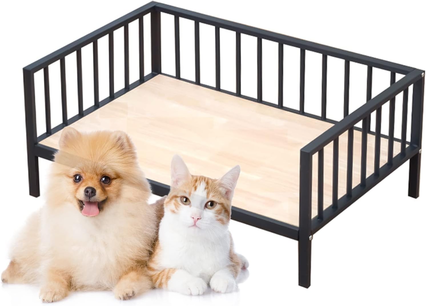 Pet Bed Black Large Raised Pet Sofa with Wooden Bed Board, Indoor Heavy Duty Elevated Cat Couch, for Orthopedic Joint Relief, Older Dogs (Size : S-68x46x15cm/26.8x18.1x5.9in) ()