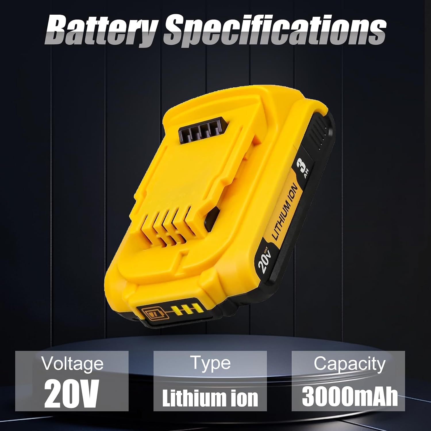 2 Pack DCB201 3000mAh Li-ion Battery Replacement for Dewalt 20V Max Battery DCB200 DCB203 DCB204 DCB206 DCB180 Compatible with Dewalt 20 Volt Max Power Tool Battery Pack