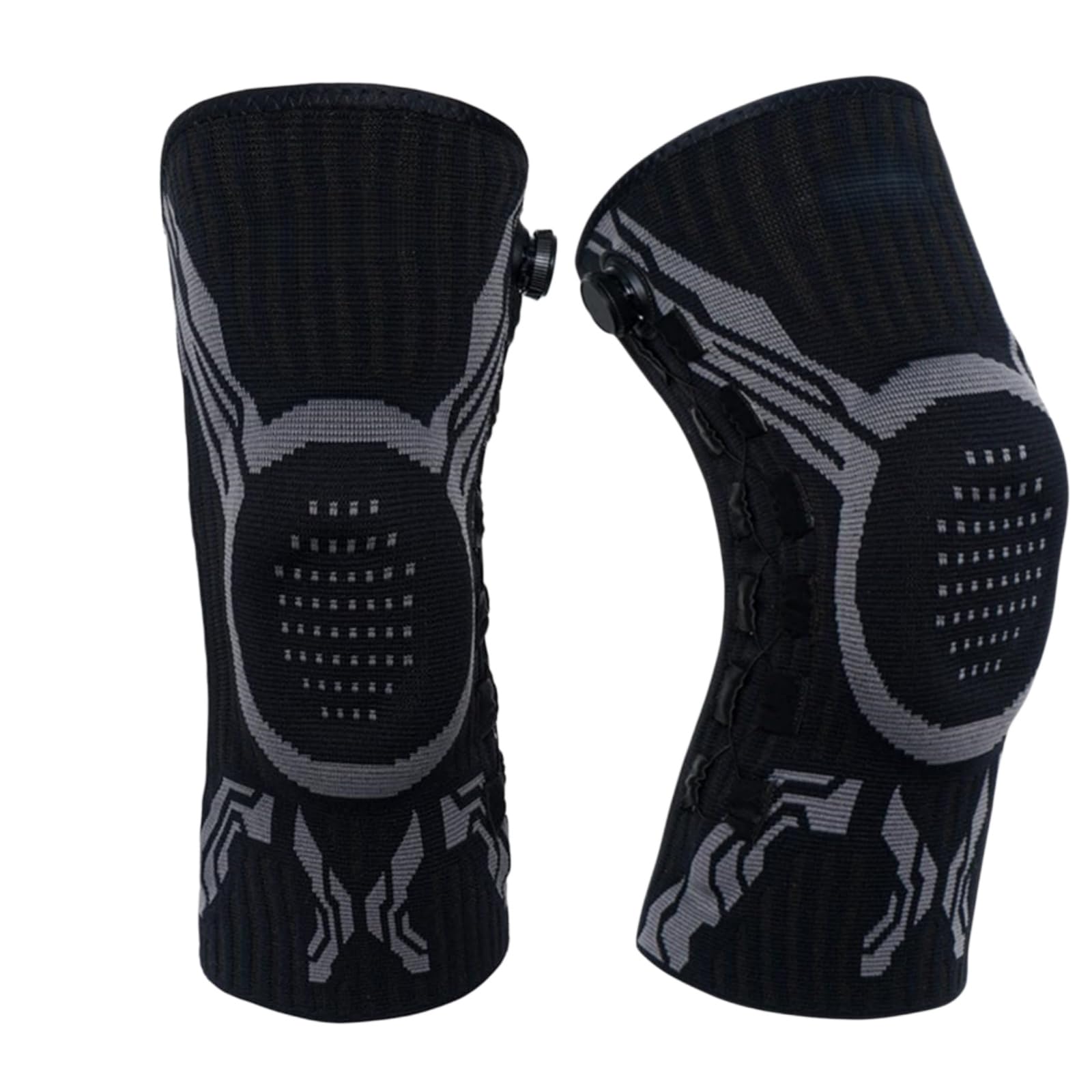 VILAO Kniebandage mit Drehverschluss, Patellarschutz, 3D-Kompression & Rutschfest für Alltag, Arbeit, Laufen, Fitness und weitere Sportarten (2 Schwarz,XXL)