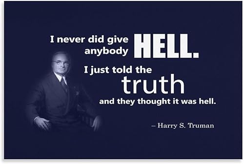 AAHARYA Póster de Harry S Truman con citas inspiradoras de retrato del presidente de los Estados Unidos, arte impreso en lienzo (1) lienzo para