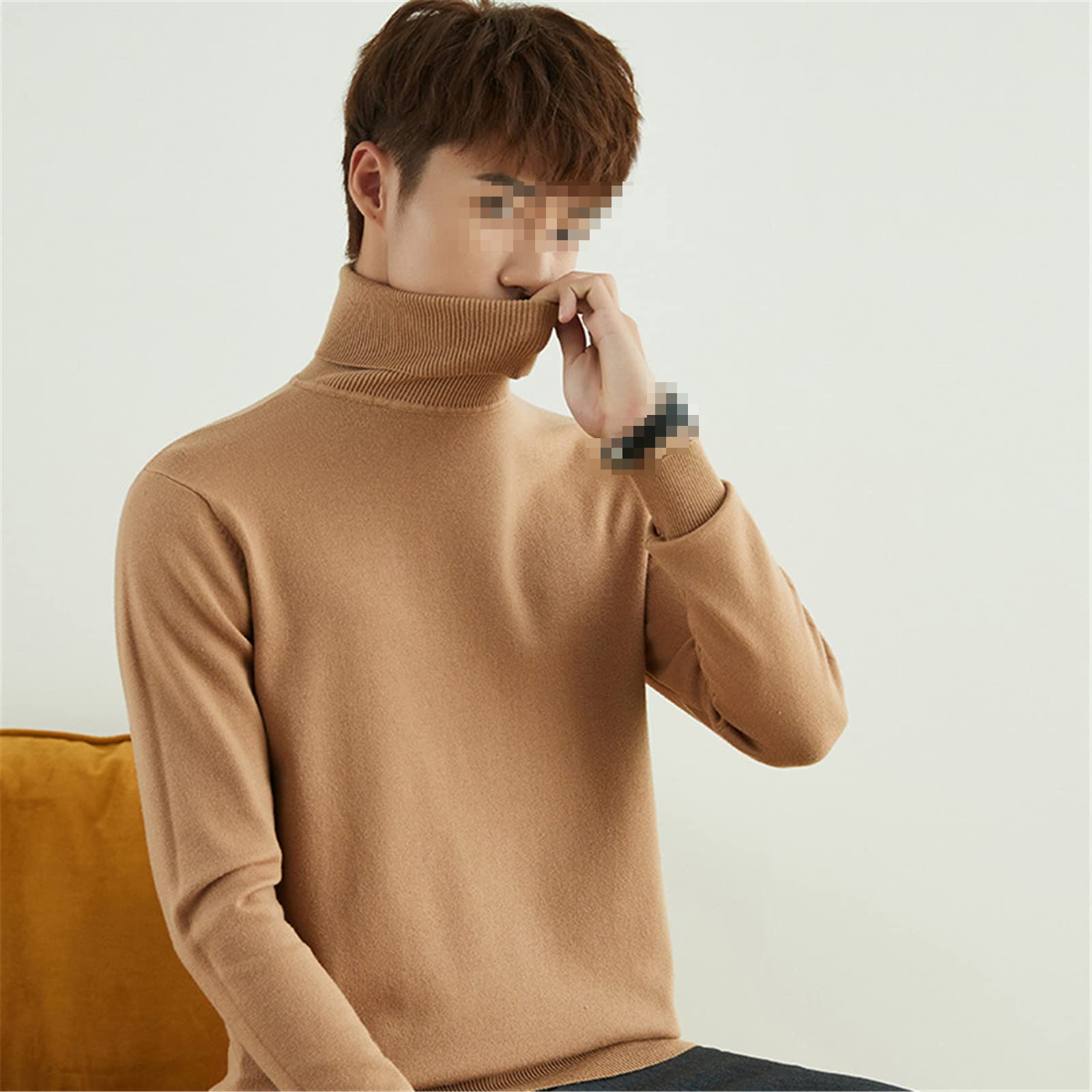 Vogrtcc Maglione Dolcevita Uomo Autunno Inverno Tinta unita Pullover Maglione Caldo, A, S