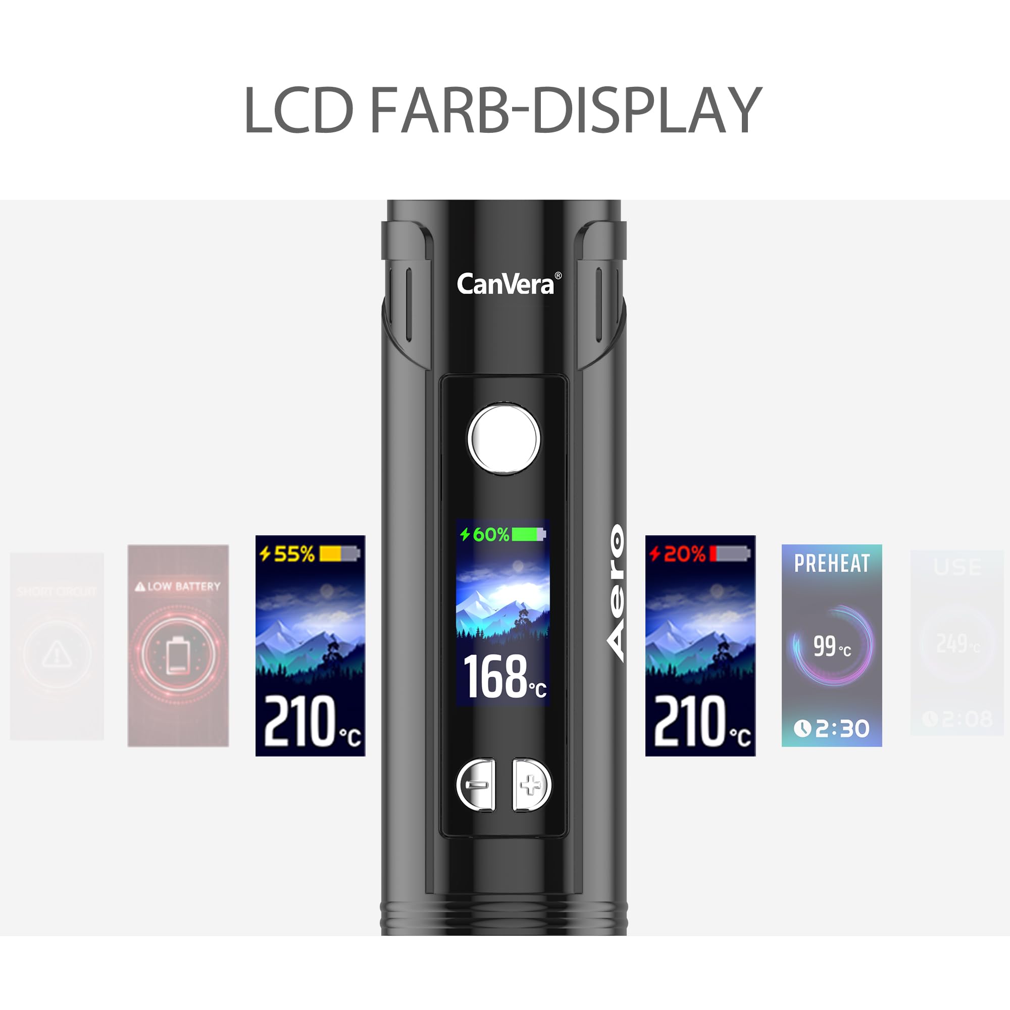 Vaporizer Kräuter | Duales Heizsystem | Haptischen Feedbacks | Präziser Temperatureinstellung | Keramik Kammer | LCD Farb Display | Timer