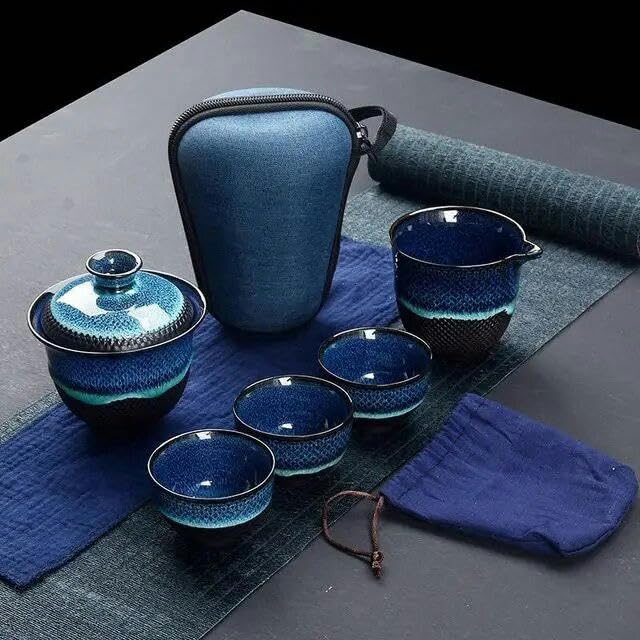 GJMASFDE Chinese Kung Fu Reizen Thee Set Keramische Glazuur Theekopje Theekopje Gaiwan Porselein Thee Waterkoker Thee Sets Drinkware Thee Ceremonie