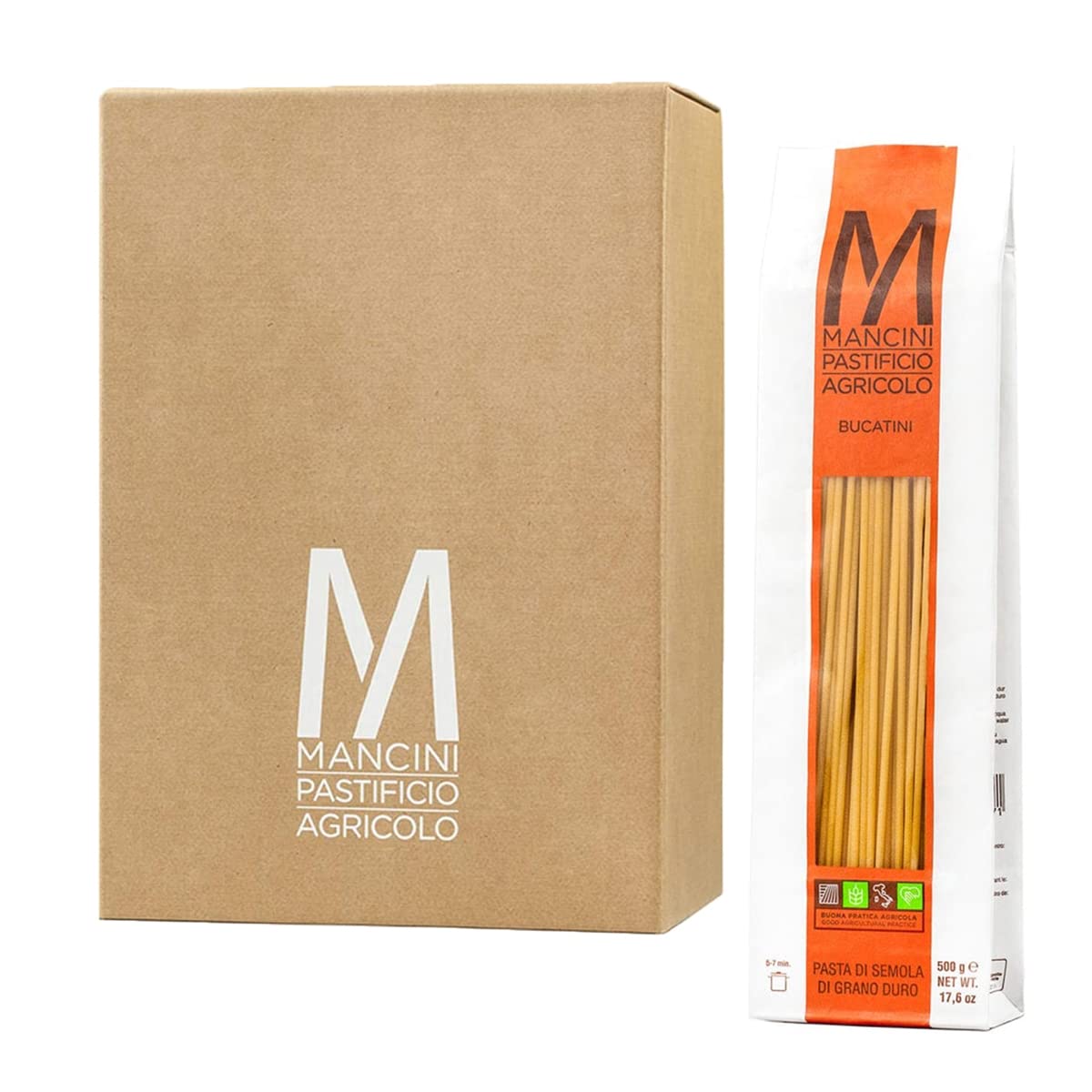 Mancini Pastificio Agricolo - Bucatini 500 gr - Caja de 12 paquetes