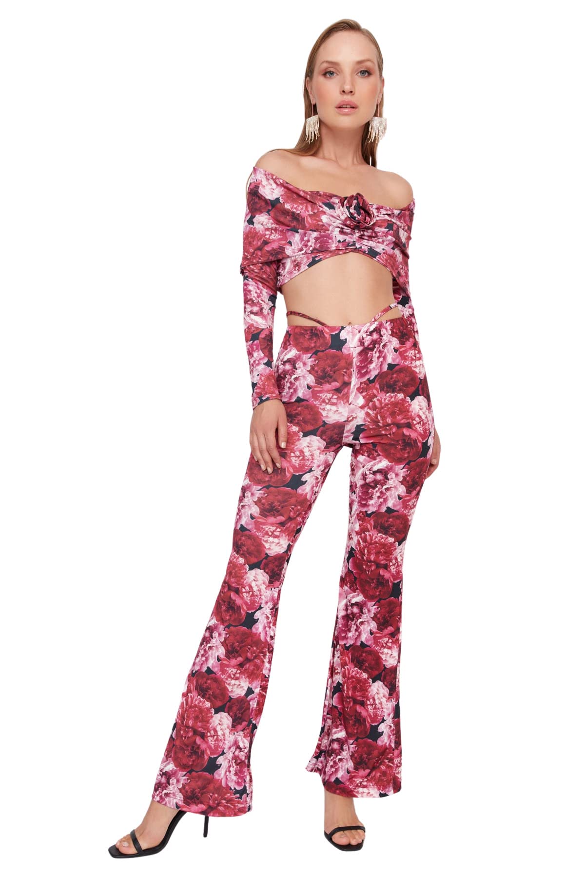 Trendyol Women Glam High Waist Flare Leg Flare Trousers