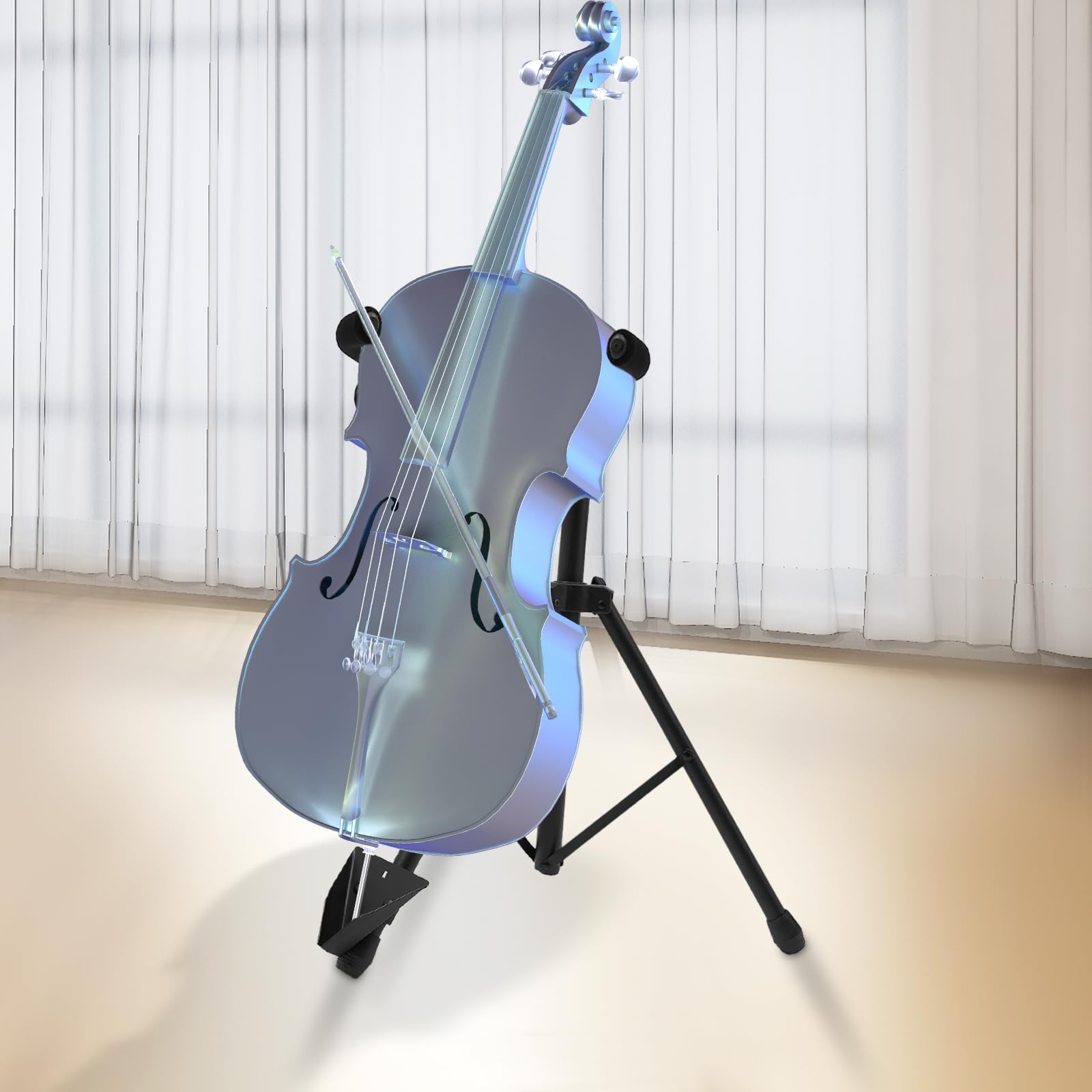 Soporte plegable para instrumentos de violonchelo plegable, soporte de metal, soporte de suelo ajustable en altura, accesorio para instrumentos musicales portátiles