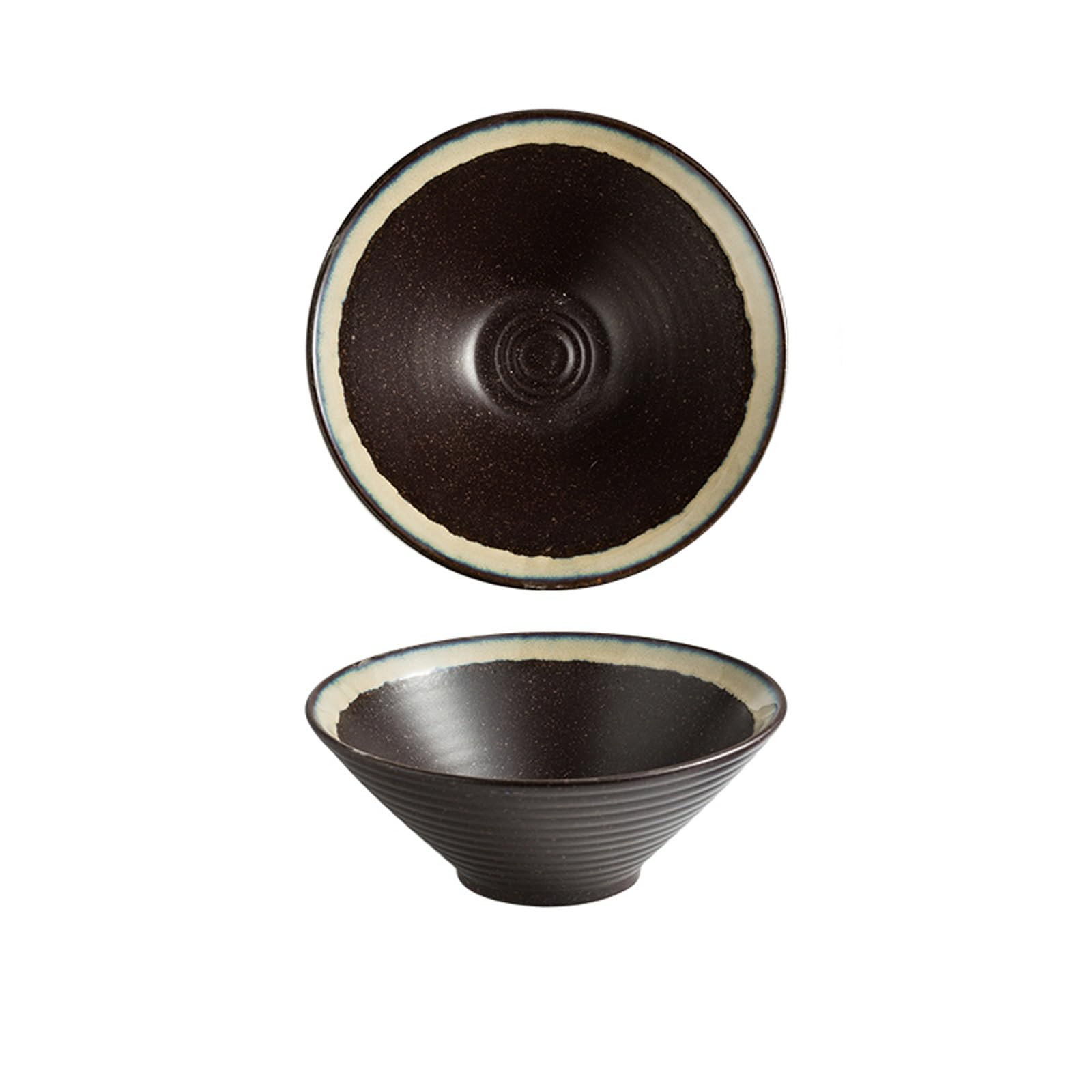 WOTZOV Salad Bowls Chinese Lamian Noodles Bowl,Noodles In Soup Bowl,Household Ceramic Bowl,Dining Bowl,Bamboo Hat Bowl,Tableware Kitchen Soup Bowls，3 9inch