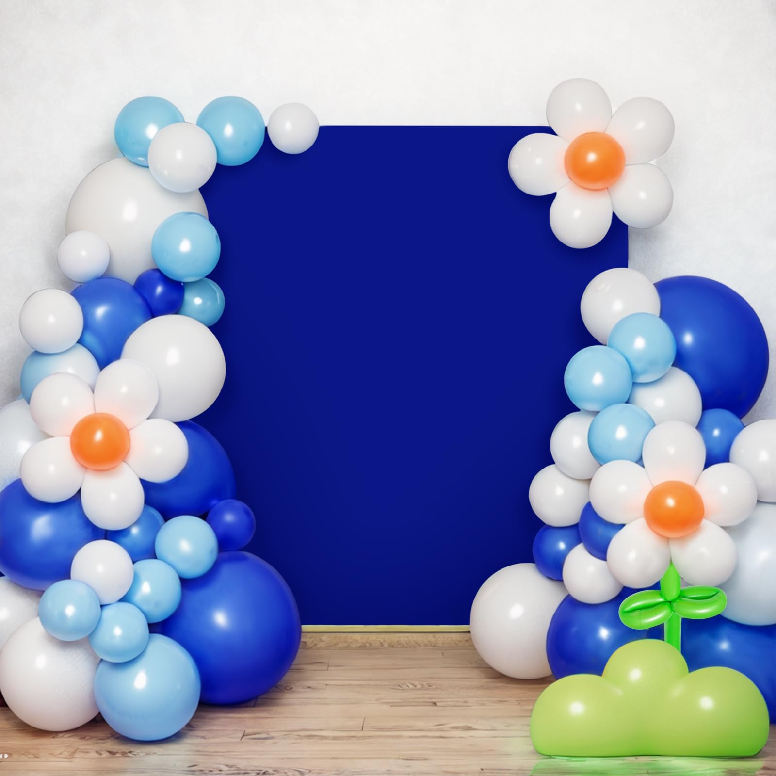 Babenest Wedding Arch Backdrop Cover, 6.6x6.6FT Royal Blue Two-Sided Spandex Cover for Square Metal Arch Stand, Fitted Balloon Arch Cover for Party