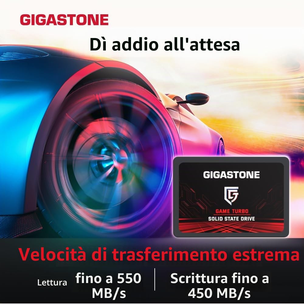 Gigastone SSD SATA III 512GB (2 Pack) 2,5" SSD interno 3D NAND Internal Solid State Drive Compatibile con Laptop e PC Desktop 2.5 Inch Velocit? di Lettura fino a 550MB/s SLC Cache Performance