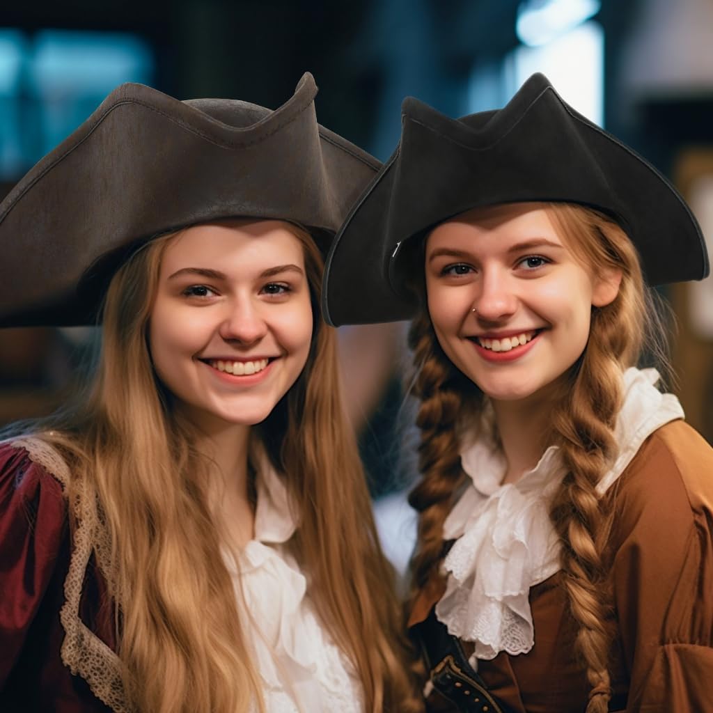 HOMELEX Pirate Hat for Women & Men Colonial Tricorn Halloween Adult Revolutionary war Costume Accessory - Image 6