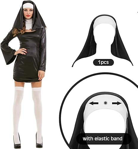 Miniatura 7 de Saturey Juego de accesorios para disfraz de monja de Halloween, con diamantes de imitación temporales, tatuaje facial temporal para Halloween,