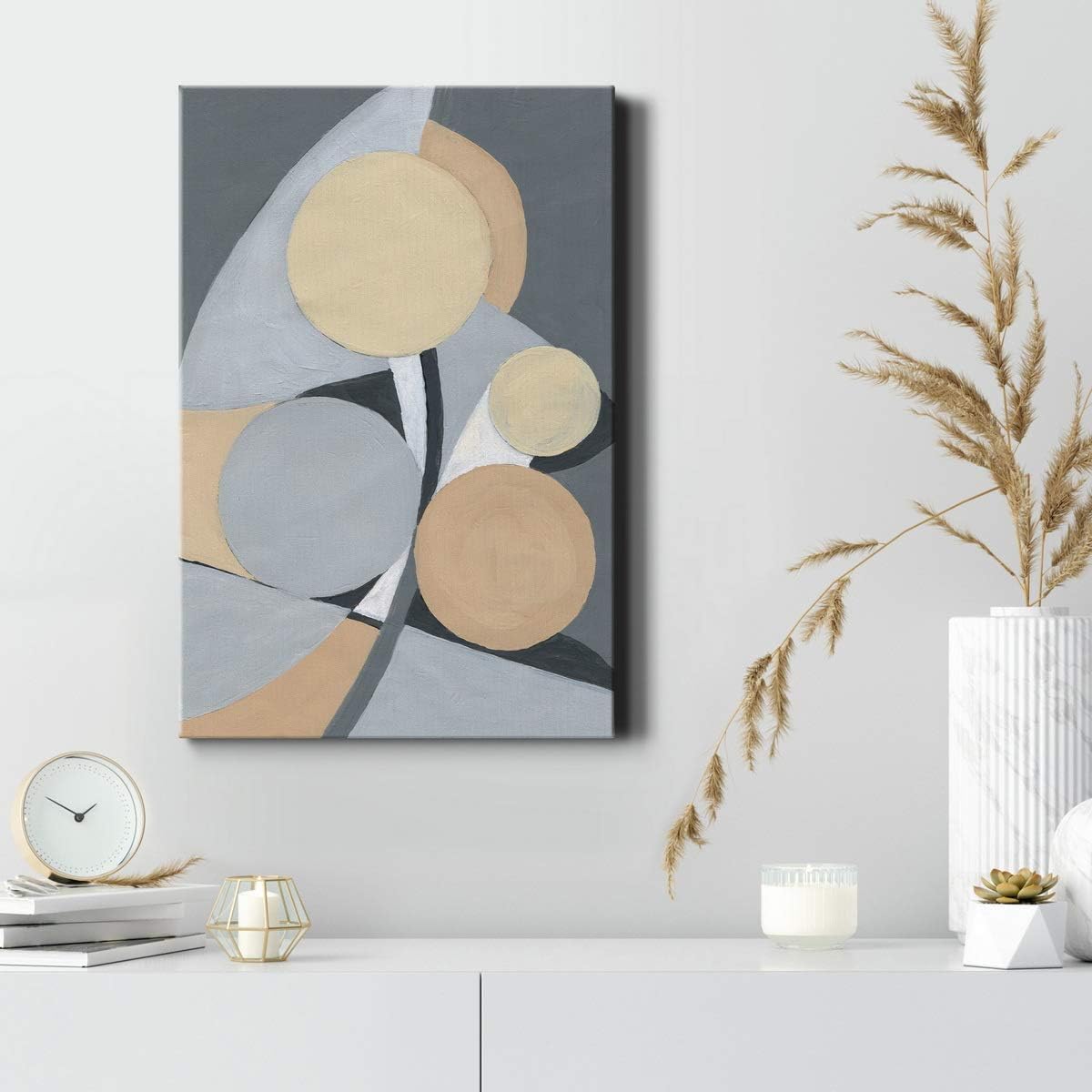 Renditions Gallery Canvas Wall Art Modern Paintings & Prints Decorations Grey Brown Rug Abstrac Canvas Wall Hanging Artwork Picture for Bedroom Living Room Office Kitchen - 12"x18" LT02