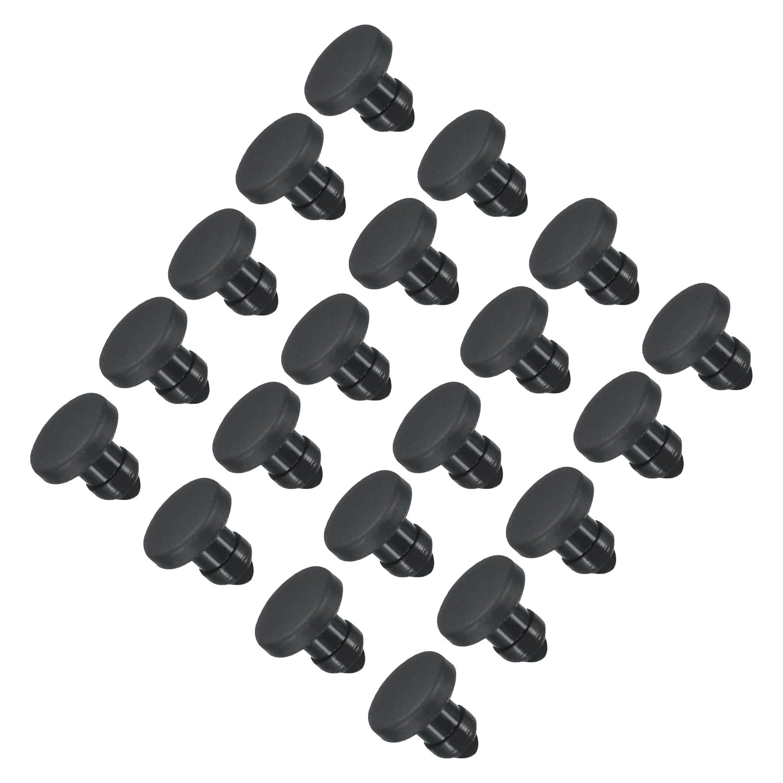 TOP-VIGOR 30Pcs Silicone Snap in Locking Hole Plugs, 4mm Diameter Hole Stoppers, Rubber Panel Seal Cover Flush Type Panel Round for Kitchen Rubber Bulkheads Waterproof Sealing Plugs, Black — image 1