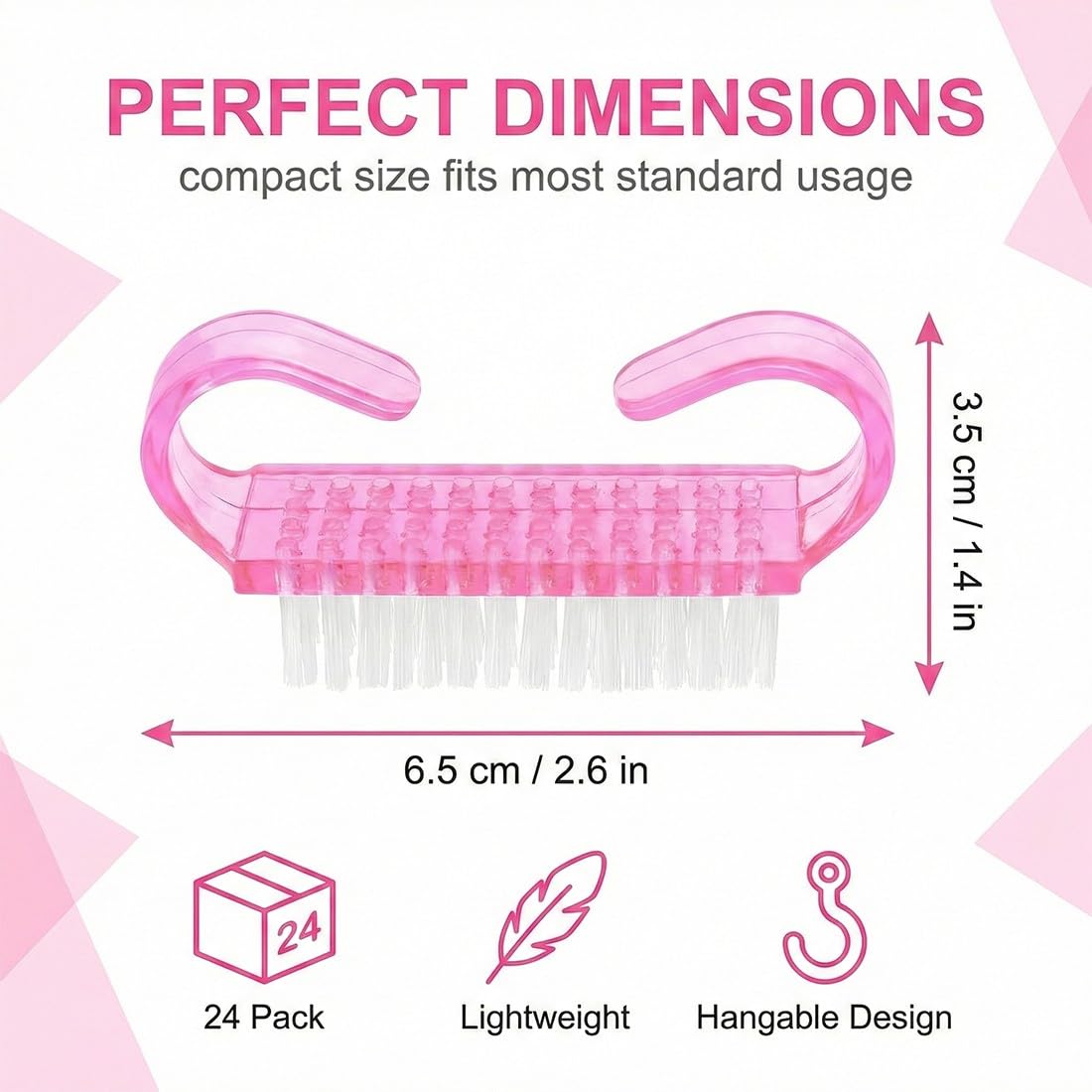 24 Pezzi di Spazzole per la Pulizia Delle Unghie, Pennello per Unghie,Pennello con Manico in Plastica Strumento di Pulizia per Nail Art,Spazzole per Unghie in Plastica con Manico, Multicolori