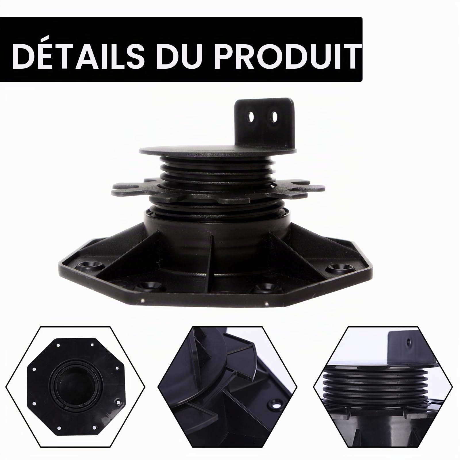 Supports de Plots, 20 Pièces Plots Terrasse Réglable Hauteur Réglable de 30 à 60 mm Pieds Réglables avec Capacité de Charge de 800 kg pour Dalle Terrasse Exterieur Plot Terrasse pour Jardin Balcon