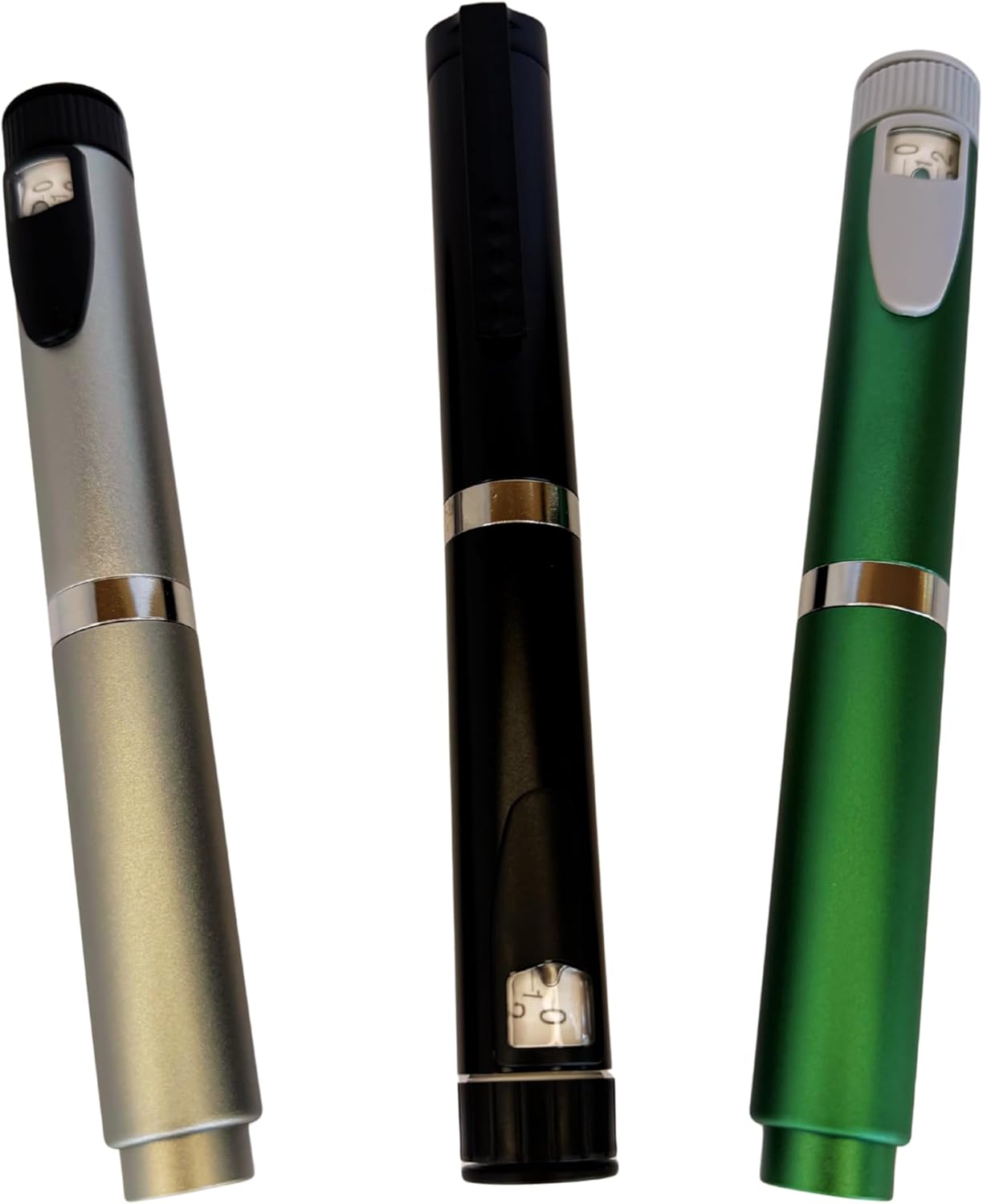 GXZ Health V2 Reusable Injection Pen Set 3 Pens W/ 3 FREE cartridges – 60 Unit - Black, Green and Titanium