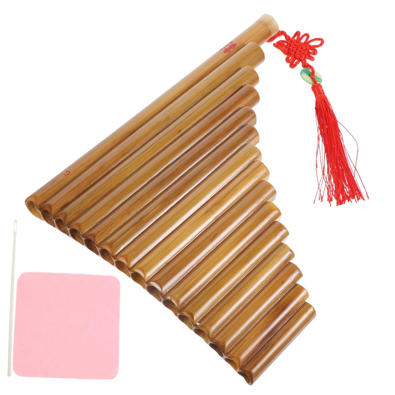 Flûte de Pan en Bambou, 15 Tubes, Ton de Sol, Marron