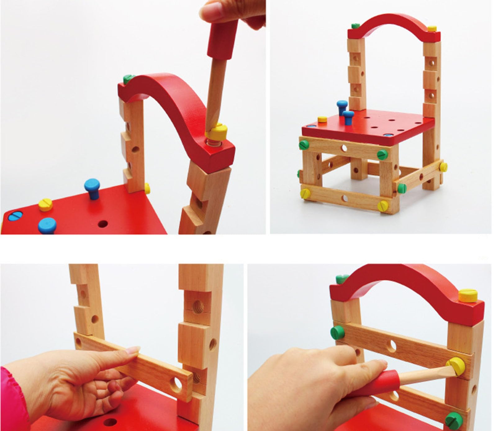 Holz-Multifunktions-Werkbank-Spielzeug, DIY-Montagestuhl für Kinder mit Werkzeugen für Kleinkinder