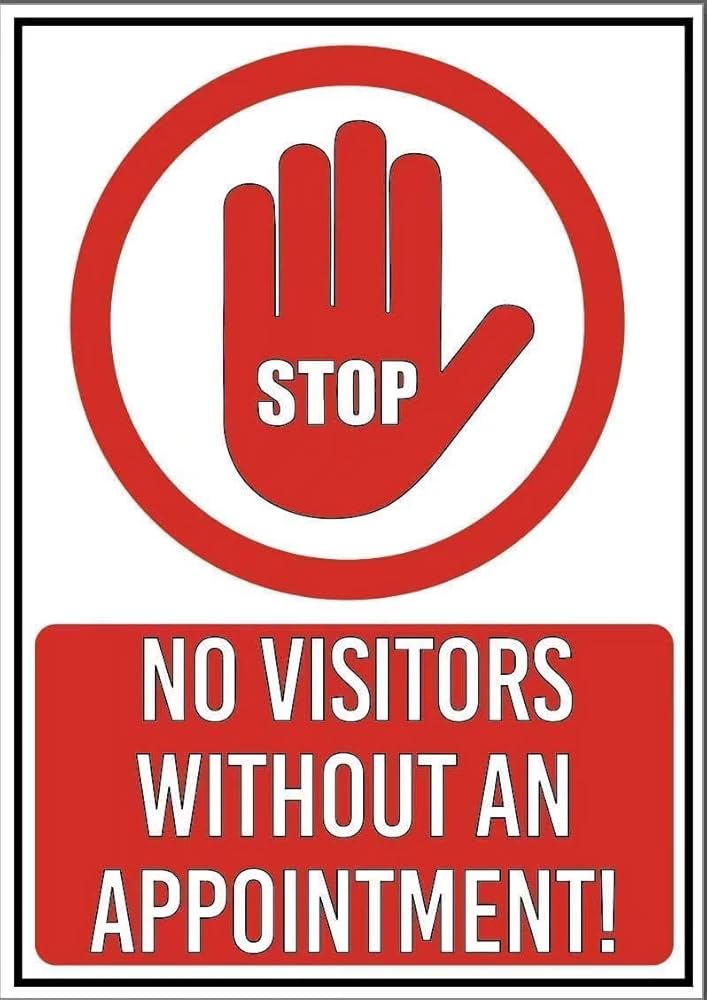 Amazon.com: CAEJCCL Stop No Visitors Without an Appointment Metal Tin Warning Sign Safety Sign for Home Outdoor Garden 8x12 Inches : Home & Kitchen amazon-com-caejccl-stop-no-visitors-without-an-appointment-metal-tin-warning-sign-safety-sign-for-home-outdoor-garden-8x12-inches-home-kitchen
