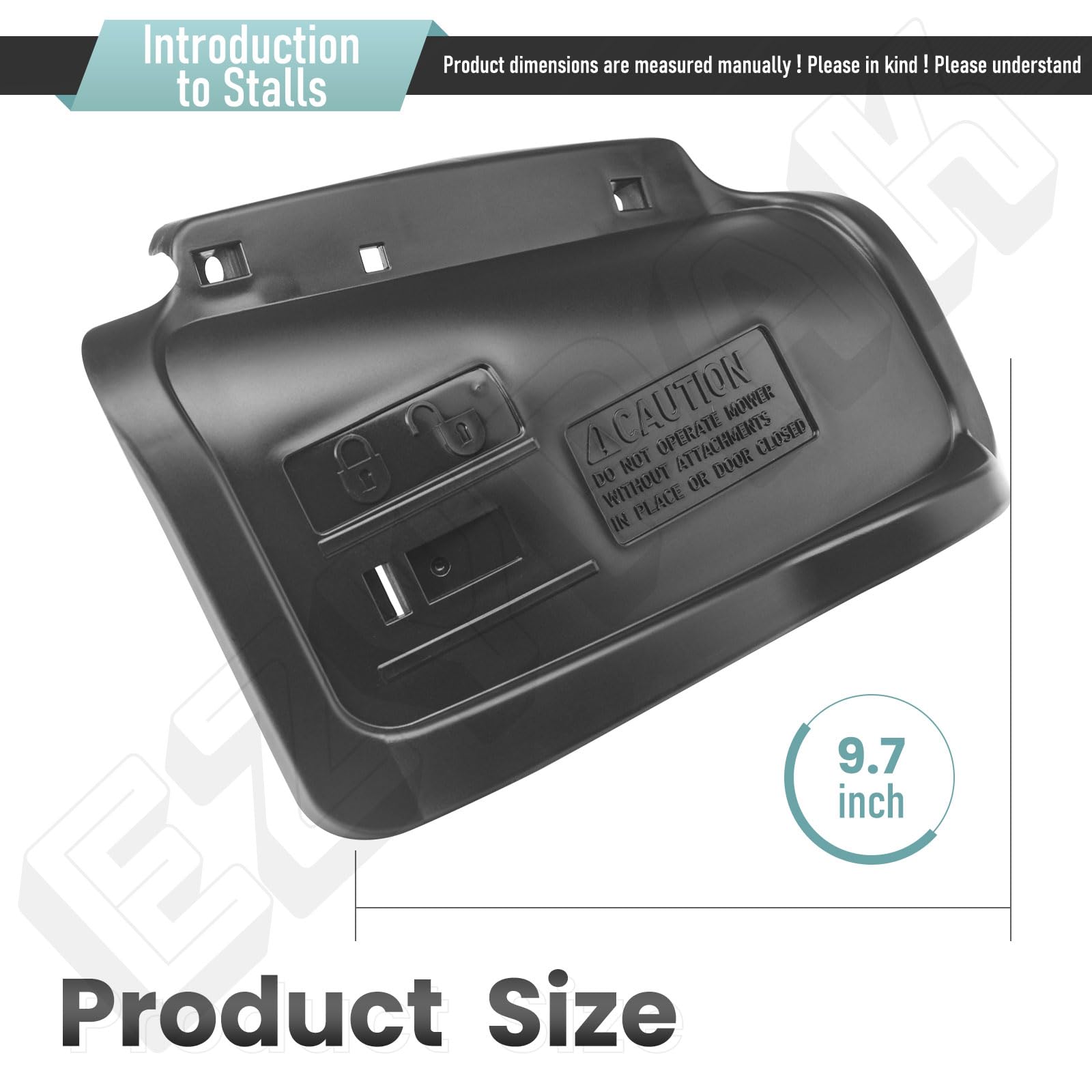 Porte mulching 532420019 55,9 cm compatible avec tondeuse à gazon Husqvarna/Craftsman avec loquet de porte 532441192 en zinc et support de charnière 532175735 et tige de charnière de porte