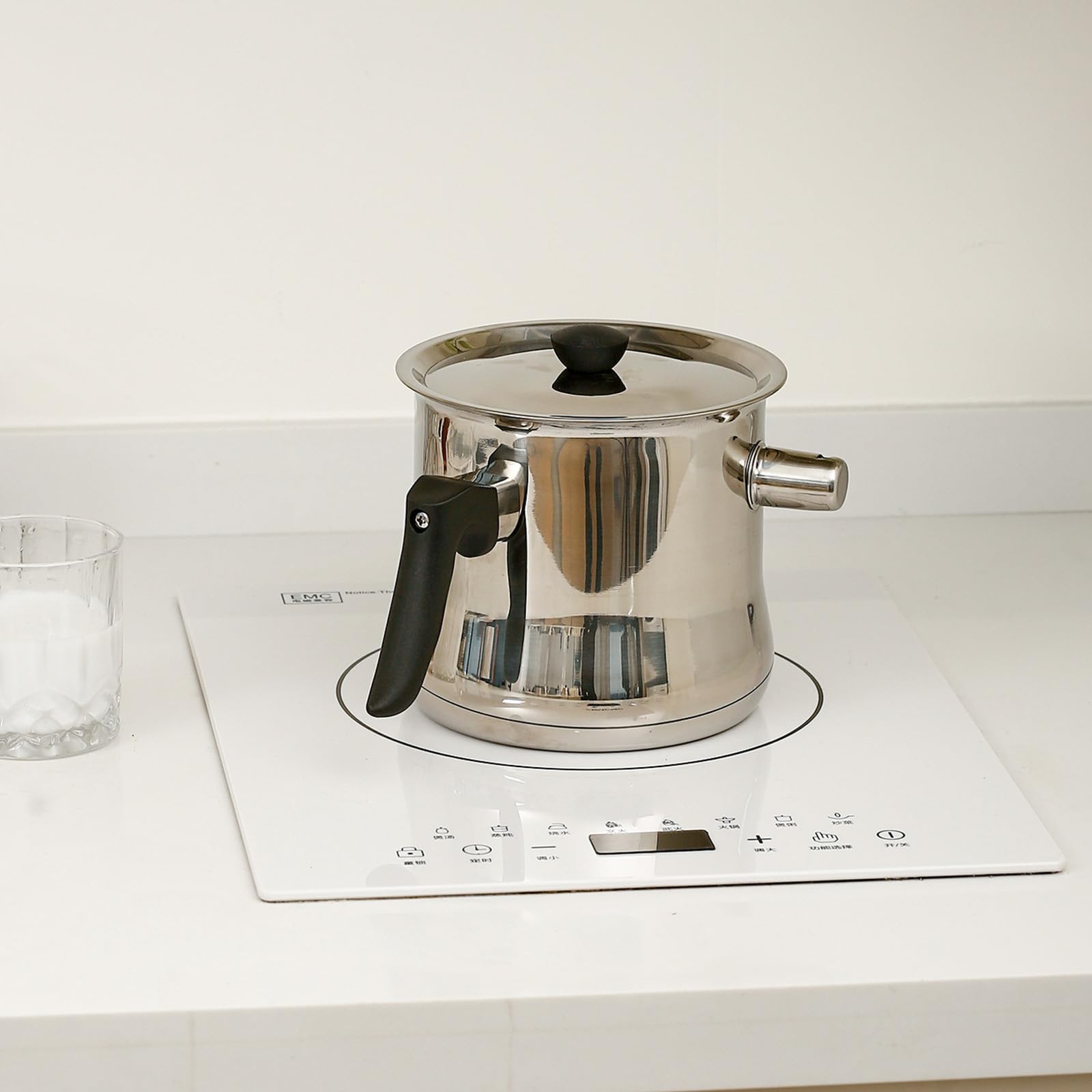 Generisch Hervidor de leche de doble pared de acero inoxidable apto para uso alimentario con conexión de pipa y resistente al calor, olla, hervidor de leche, ollas ergonómicas, de acero inoxidable